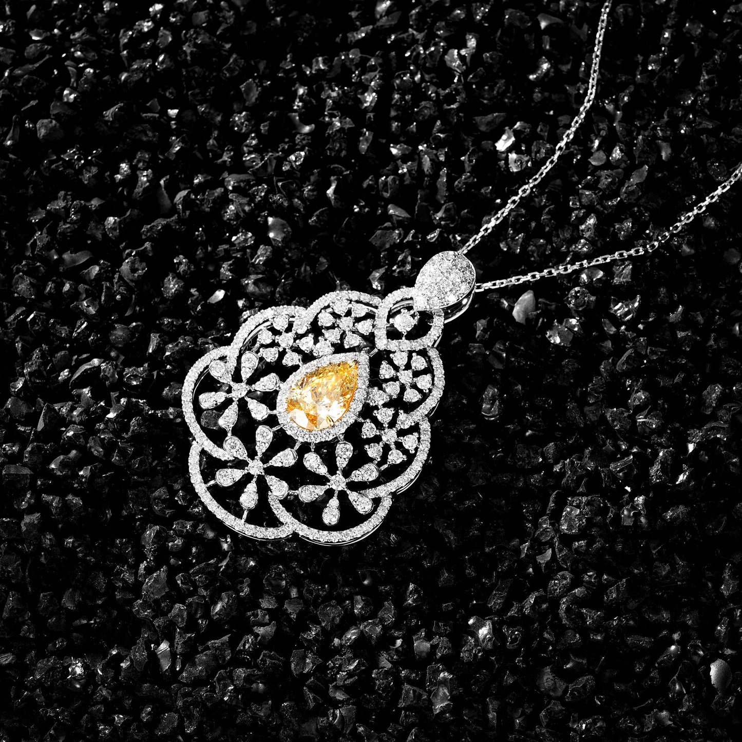 1.03ct Diamond Pendant with Drop Shape - Luxury Jewelry - Yellow Diamond Pendant