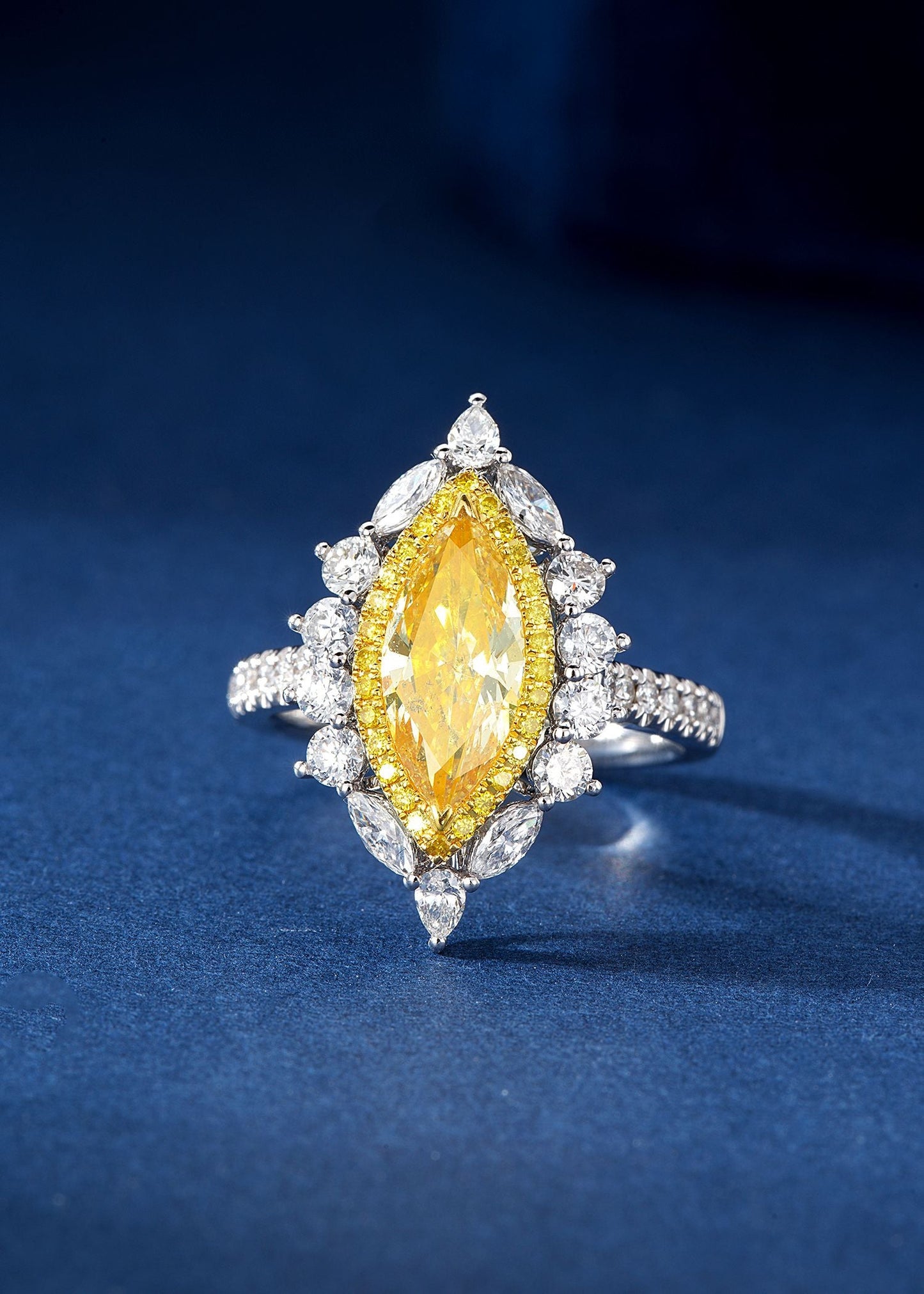 1.333ct Marquise Yellow Diamond Ring with NGTC Certificate - Luxury Jewelry - Yellow Diamond Ring