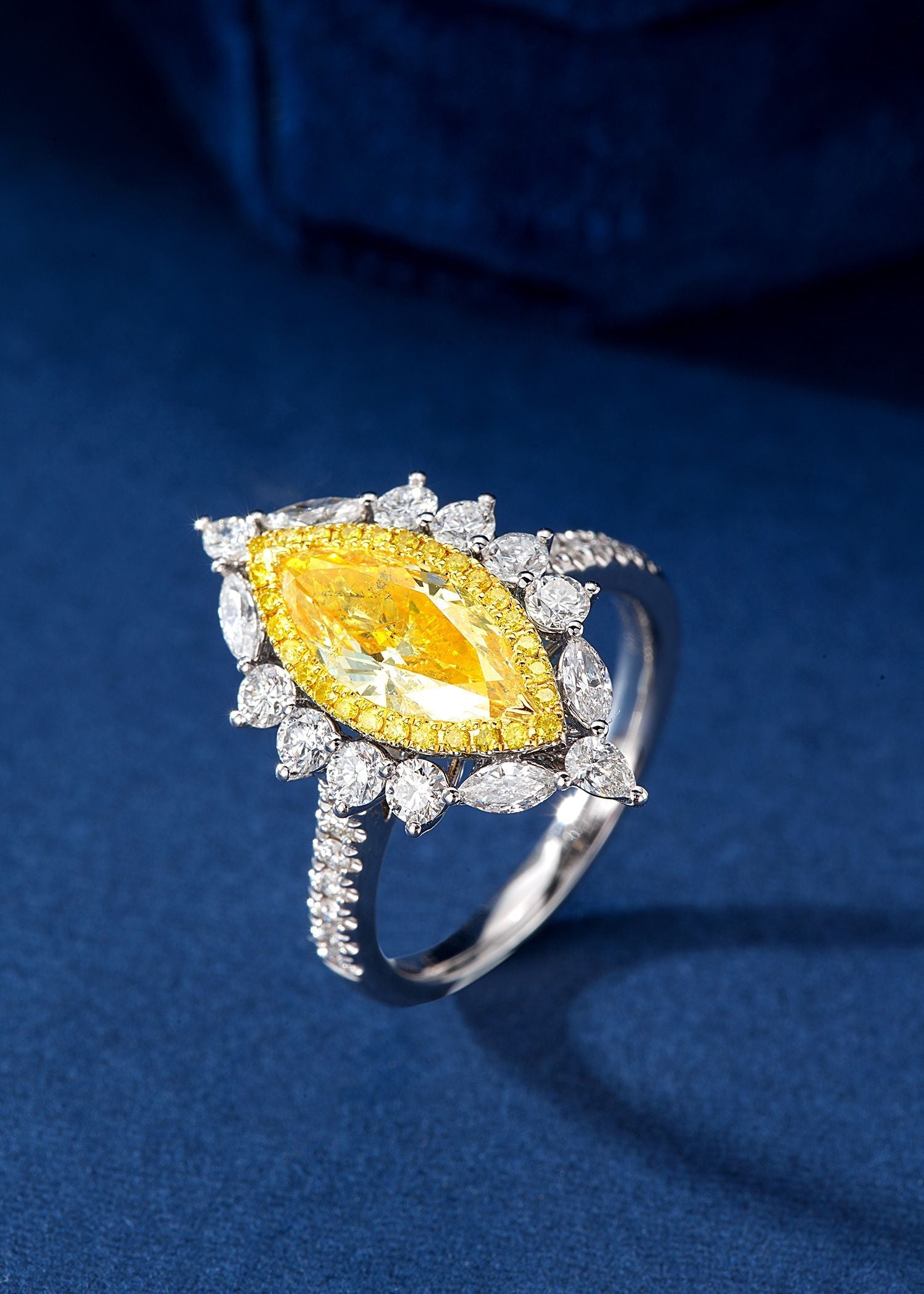 1.333ct Marquise Yellow Diamond Ring with NGTC Certificate - Luxury Jewelry - Yellow Diamond Ring