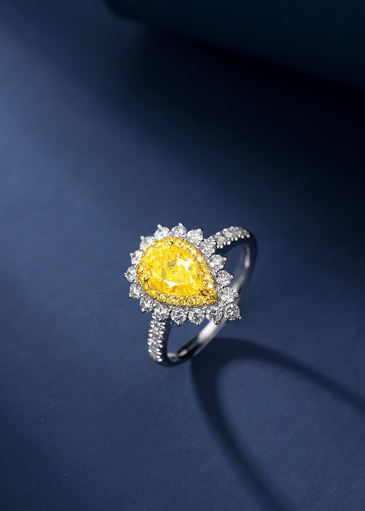 1-Carat Diamond Drop Ring - Premium Jewelry Collection - Yellow Diamond Ring