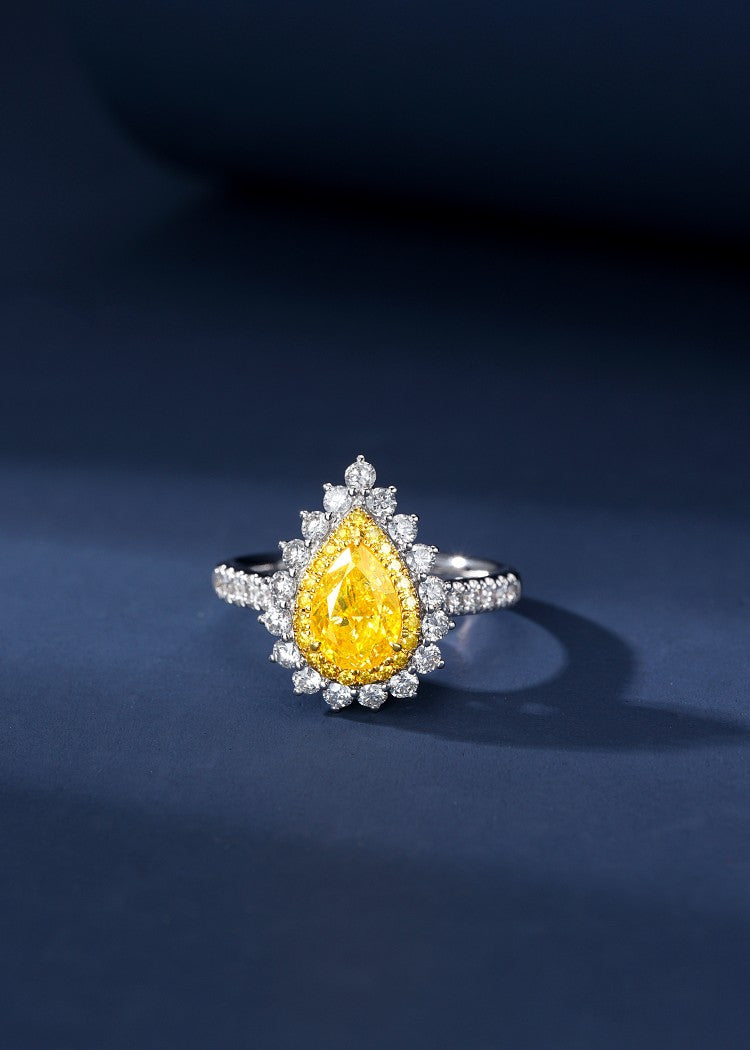 1-Carat Diamond Drop Ring - Premium Jewelry Collection - Yellow Diamond Ring