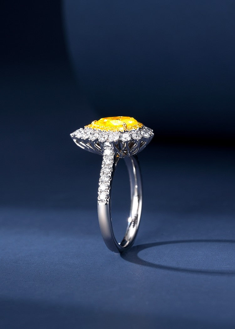 1-Carat Diamond Drop Ring - Premium Jewelry Collection - Yellow Diamond Ring