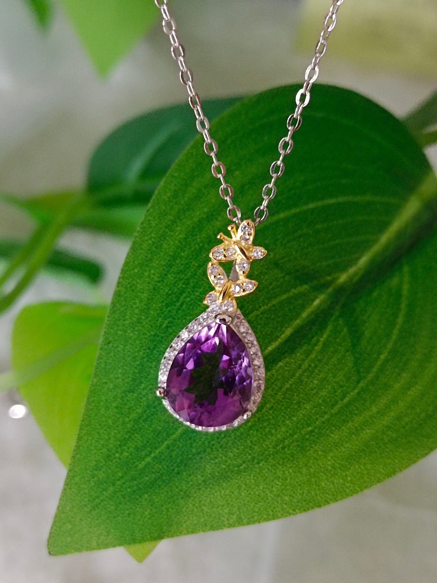 Natural Amethyst Drop Pendant - Elegant Jewelry for Graceful You