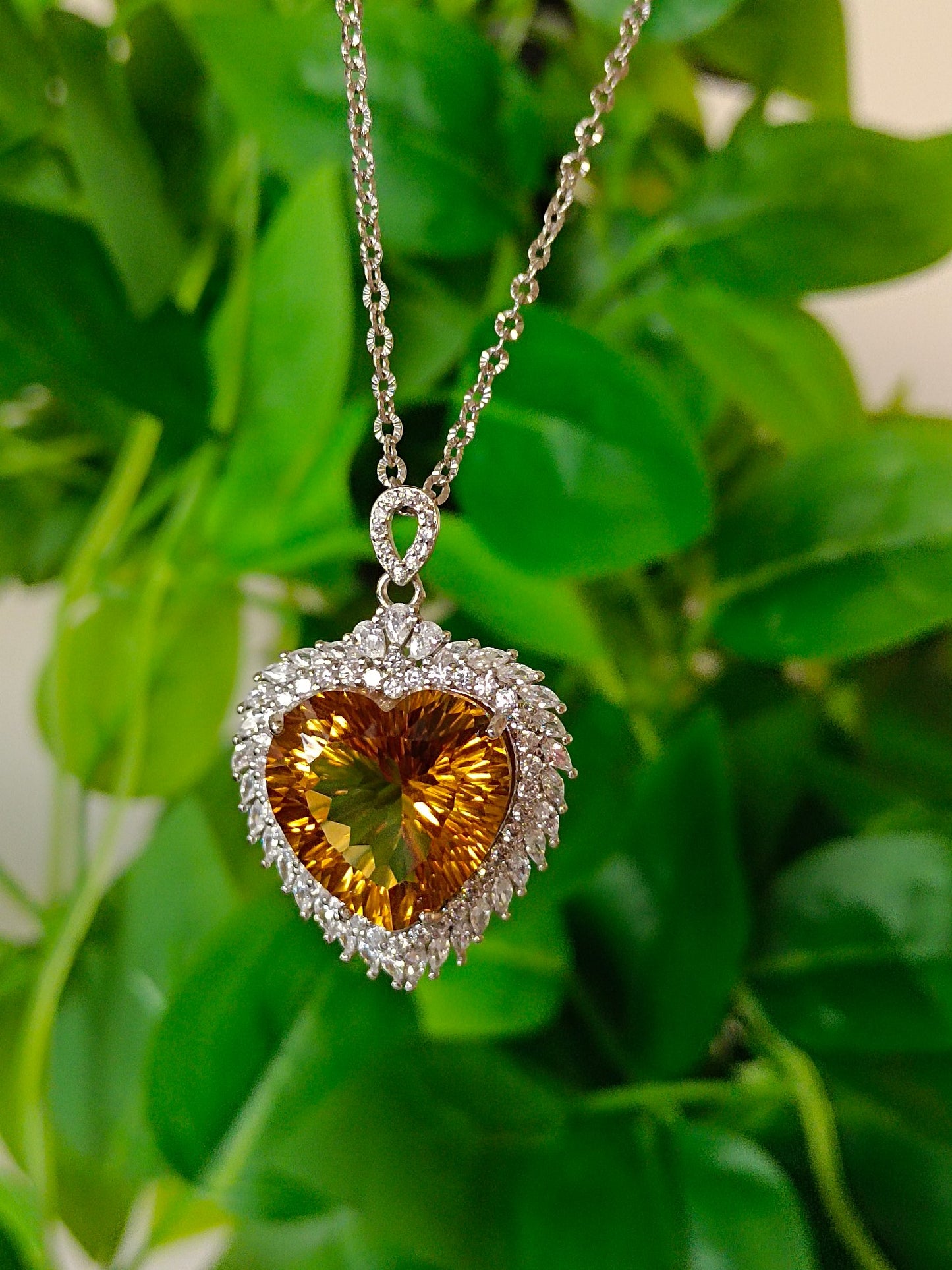 Natural Yellow Citrine Heart Pendant - Exquisite Jewelry for Your Collection