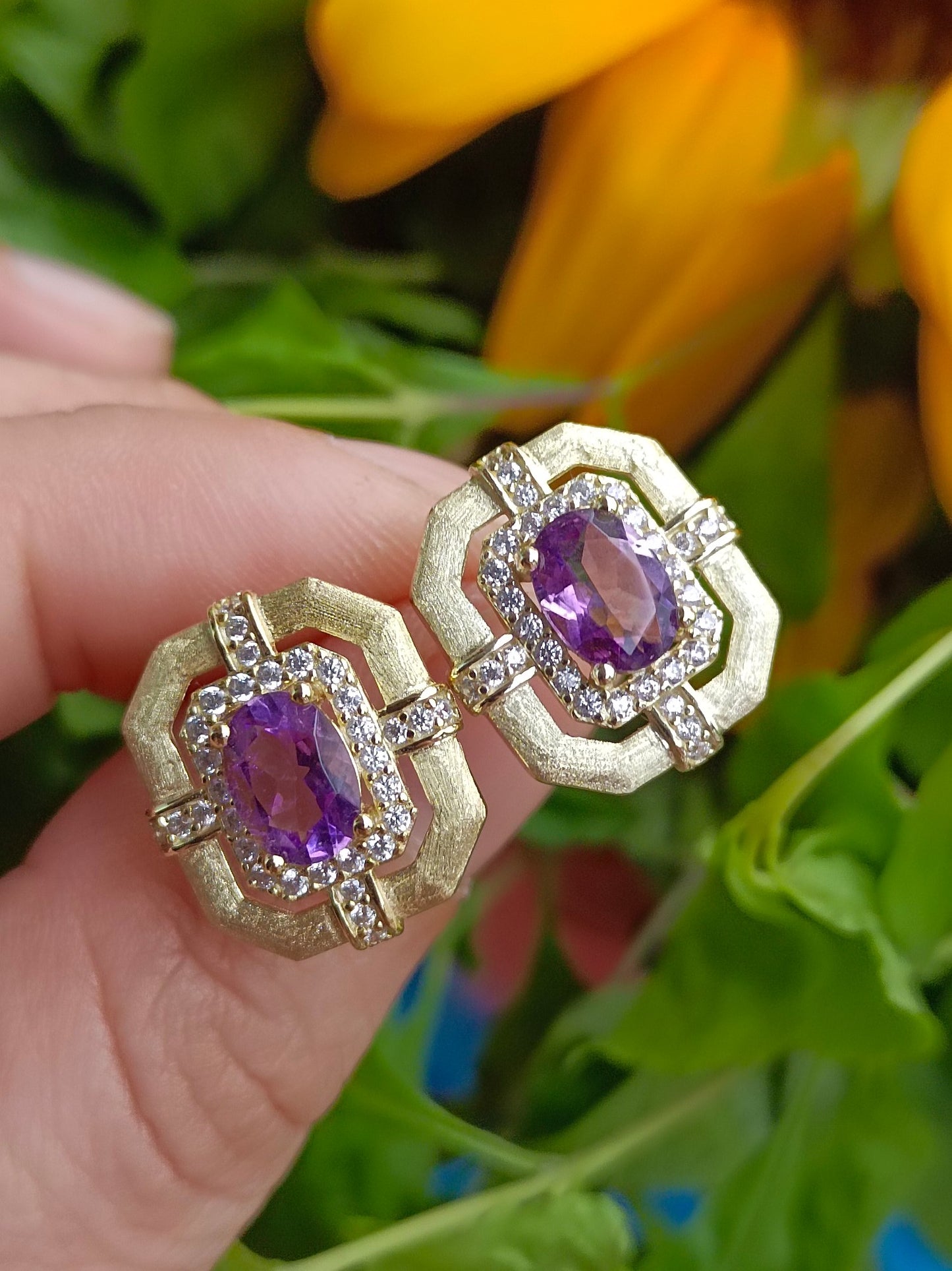 Luxurious Natural Amethyst Earrings - Jewelry for Elegance and Grace