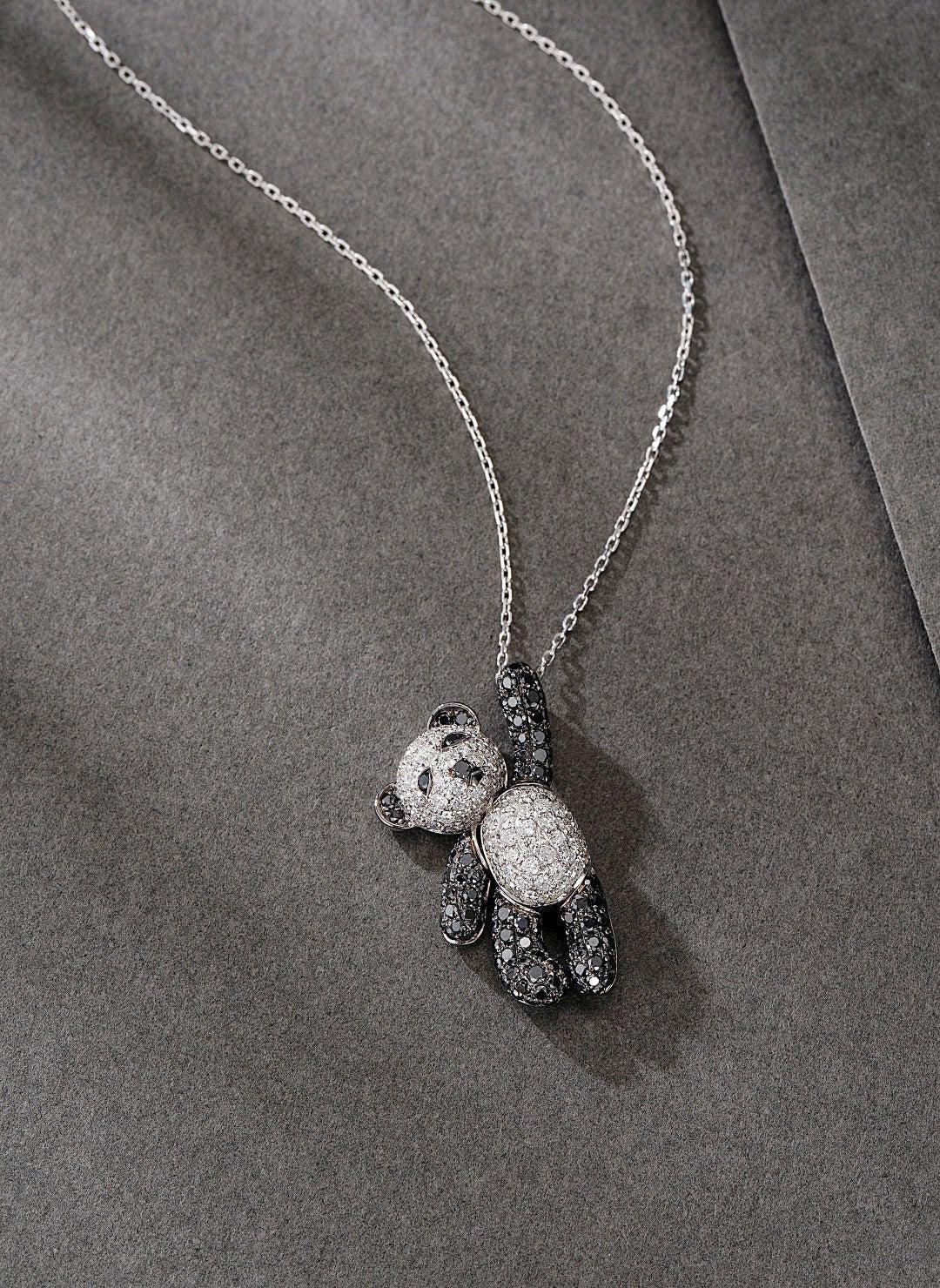 18K Black Diamond Teddy Bear Pendant Jewelry - Black Diamond Necklace