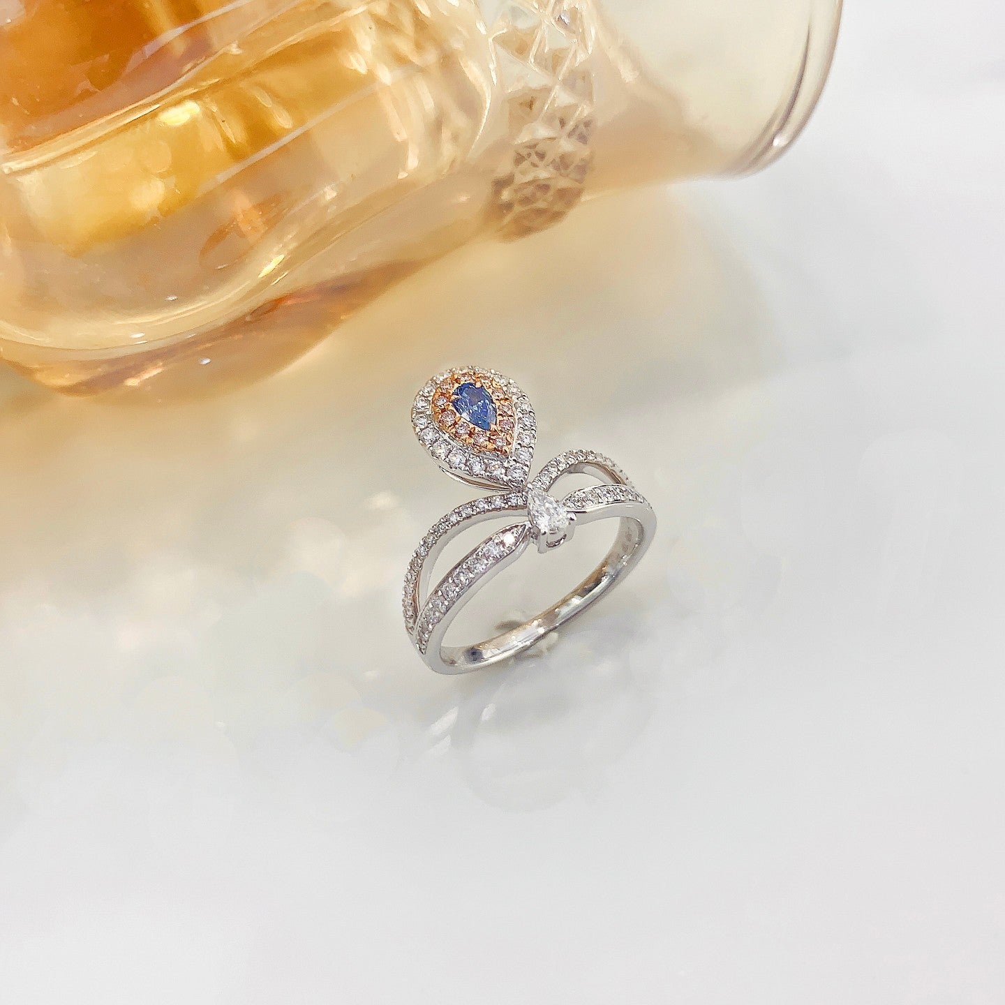 18K Blue Diamond Chaumet Crown Ring - Luxury Jewelry - Blue Diamond Ring