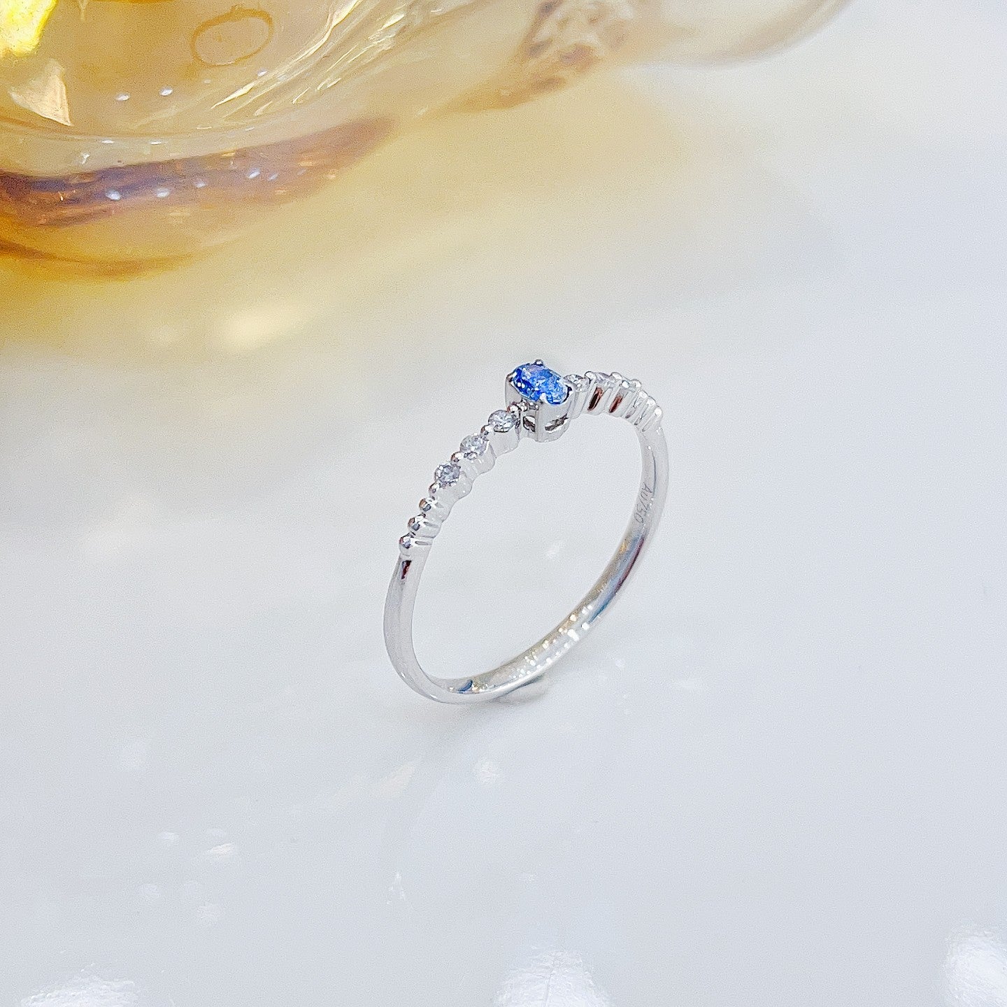 18K Blue Diamond Oval Bubble Ring - Exquisite Jewelry Piece - Blue Diamond Ring