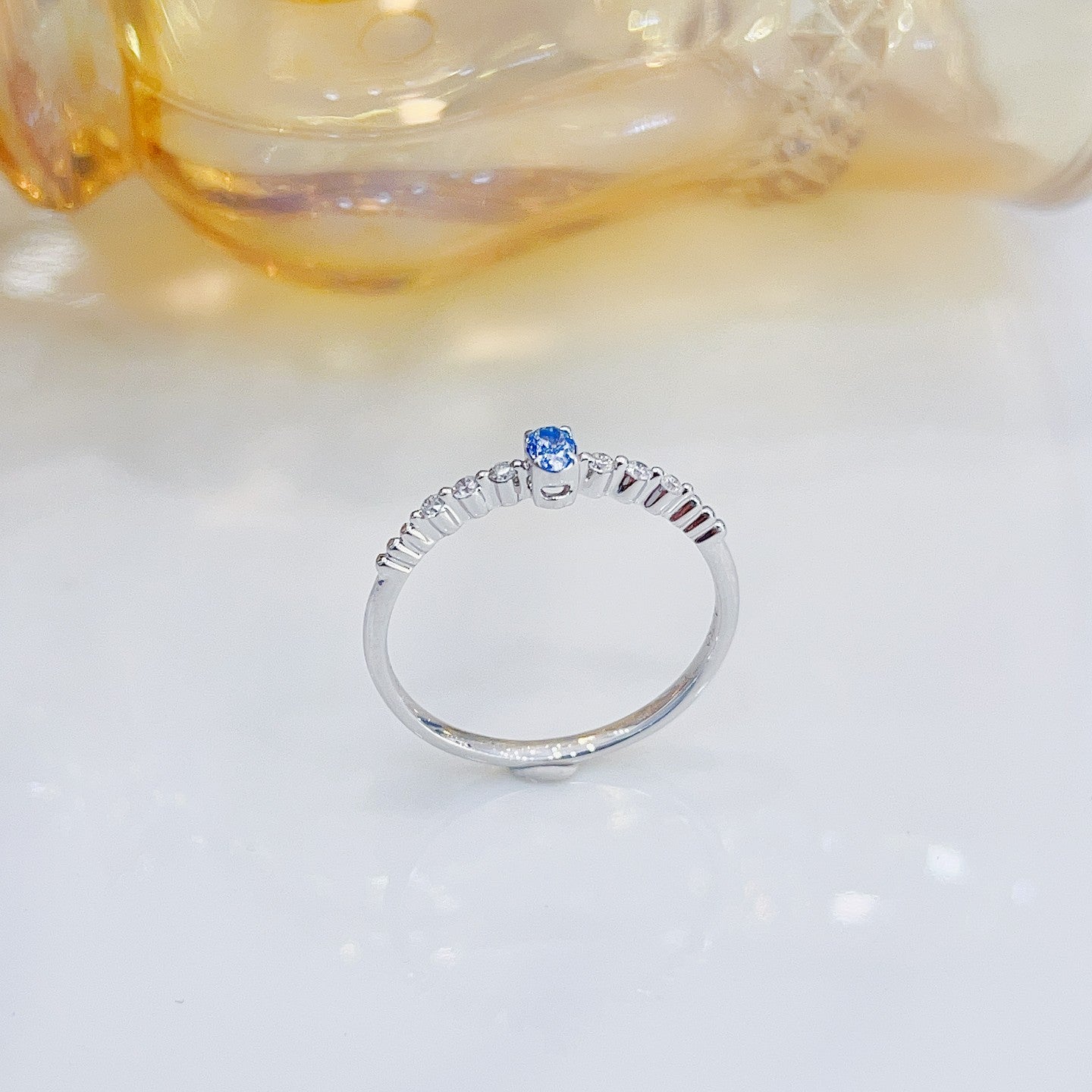 18K Blue Diamond Oval Bubble Ring - Exquisite Jewelry Piece - Blue Diamond Ring