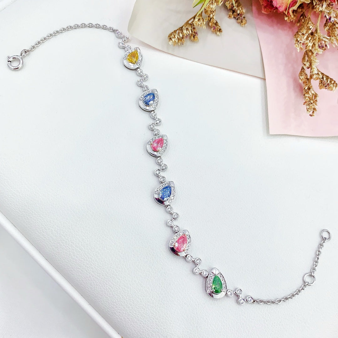 18K Color Diamond Drop Candy Bubble Bracelet - Luxurious Jewelry Piece - Colored Diamond Bracelet