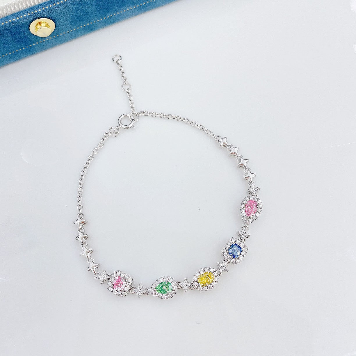 18K Colorful Diamond Candy Bracelet - SL001-B | Premium Jewelry - Colored Diamond Bracelet