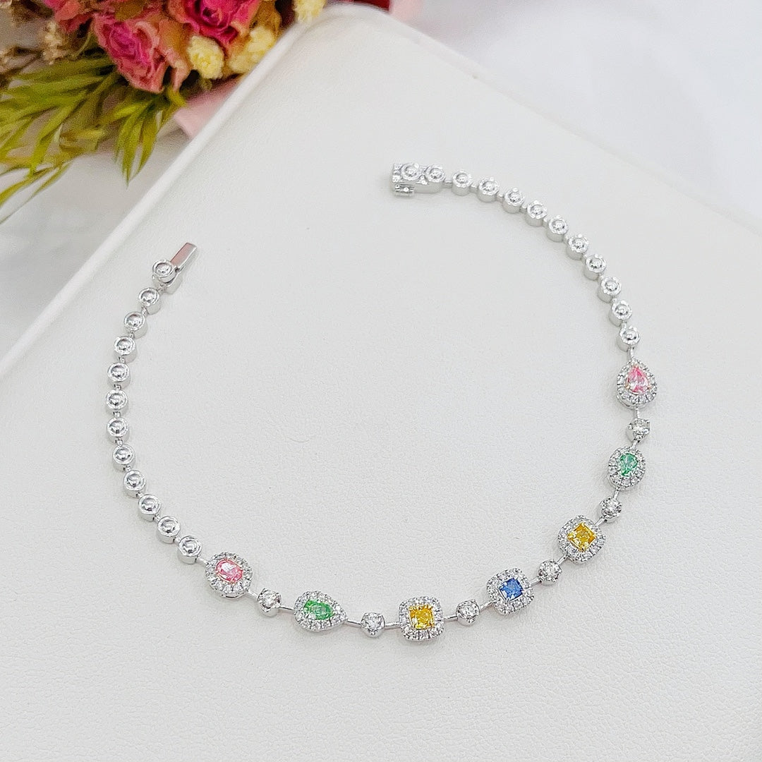 18K Colorful Diamond Candy Bubble Bracelet - SL003-B - Colored Diamond Bracelet