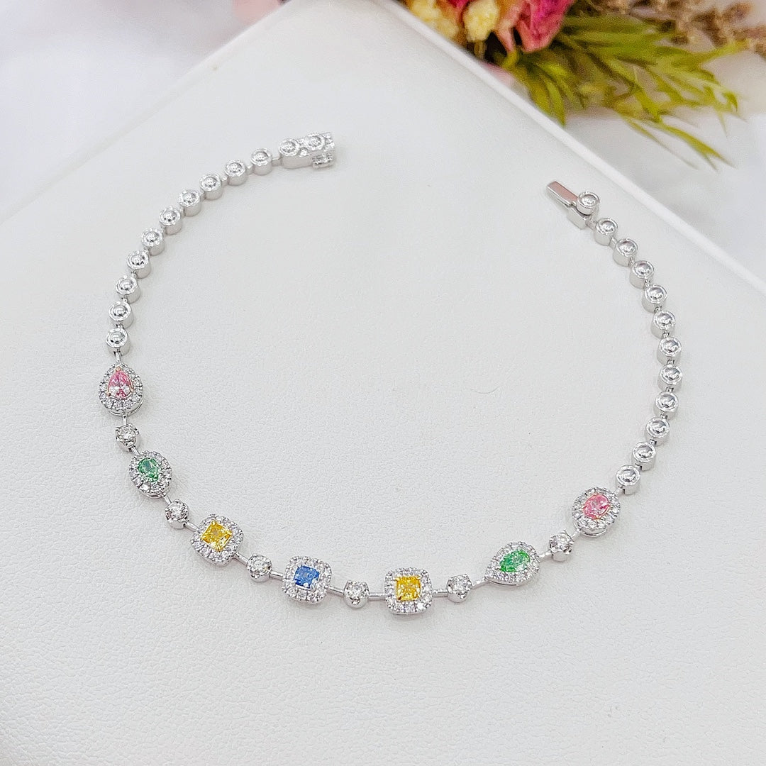 18K Colorful Diamond Candy Bubble Bracelet - SL003-B - Colored Diamond Bracelet