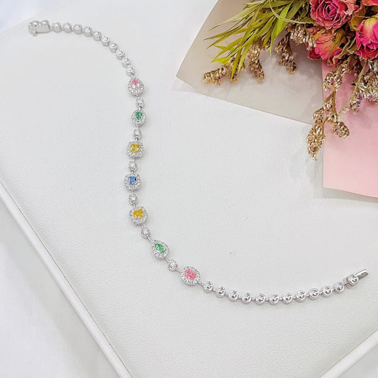 18K Colorful Diamond Candy Bubble Bracelet - SL003-B - Colored Diamond Bracelet