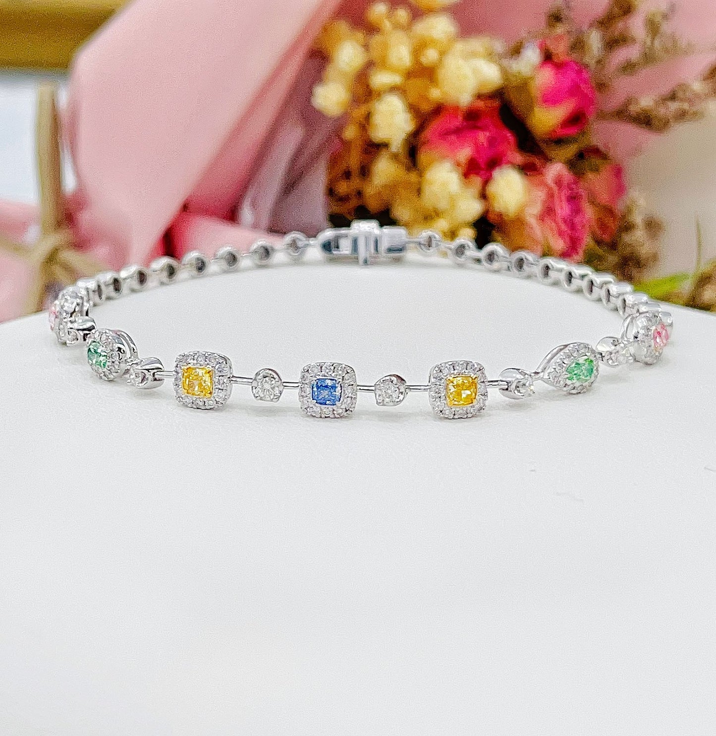 18K Colorful Diamond Candy Bubble Bracelet - SL003-B - Colored Diamond Bracelet