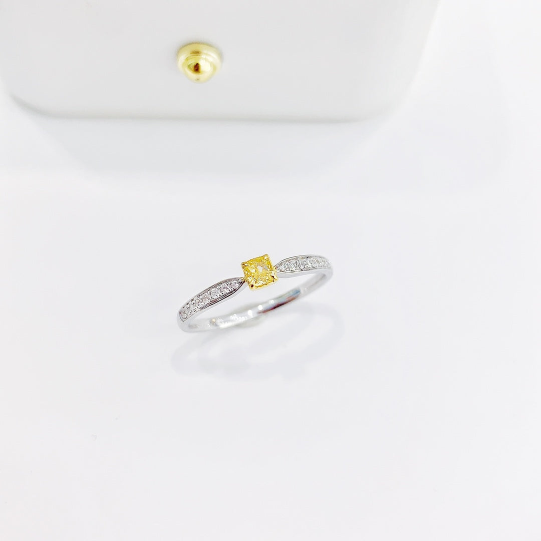 18k Cushion-Cut Diamond Ring Collection - Unique Jewelry - Yellow Diamond Ring