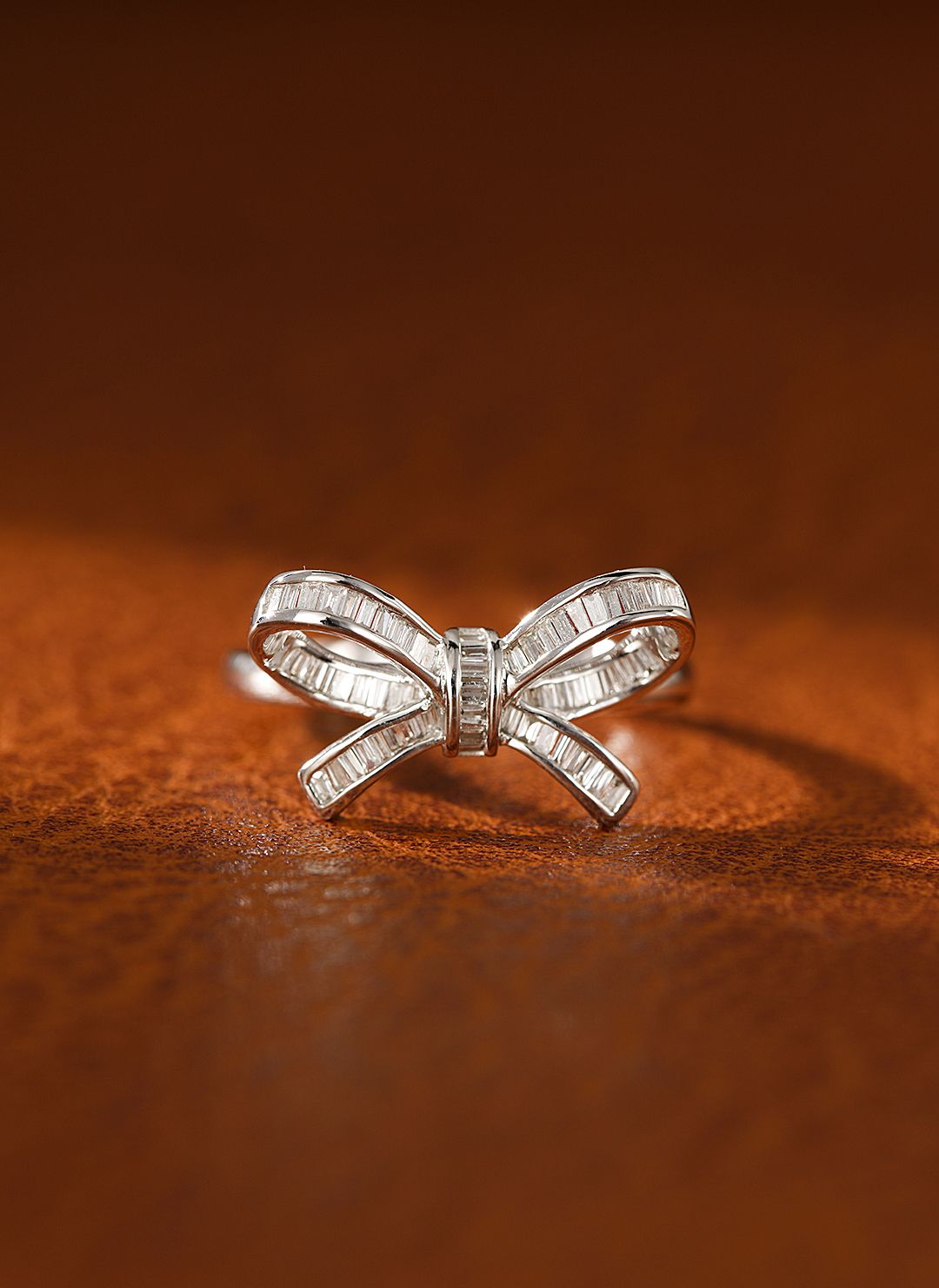 18K Diamond Bowknot Ring - Elegant Jewelry Piece - White Diamond Ring