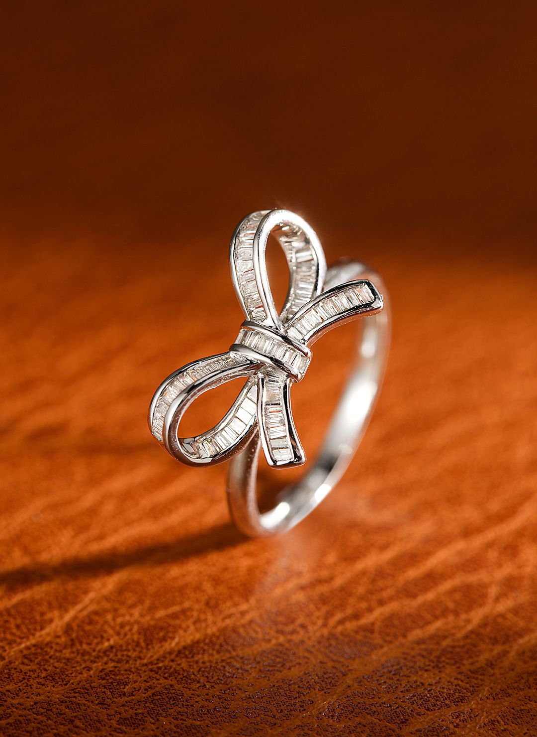 18K Diamond Bowknot Ring - Elegant Jewelry Piece - White Diamond Ring