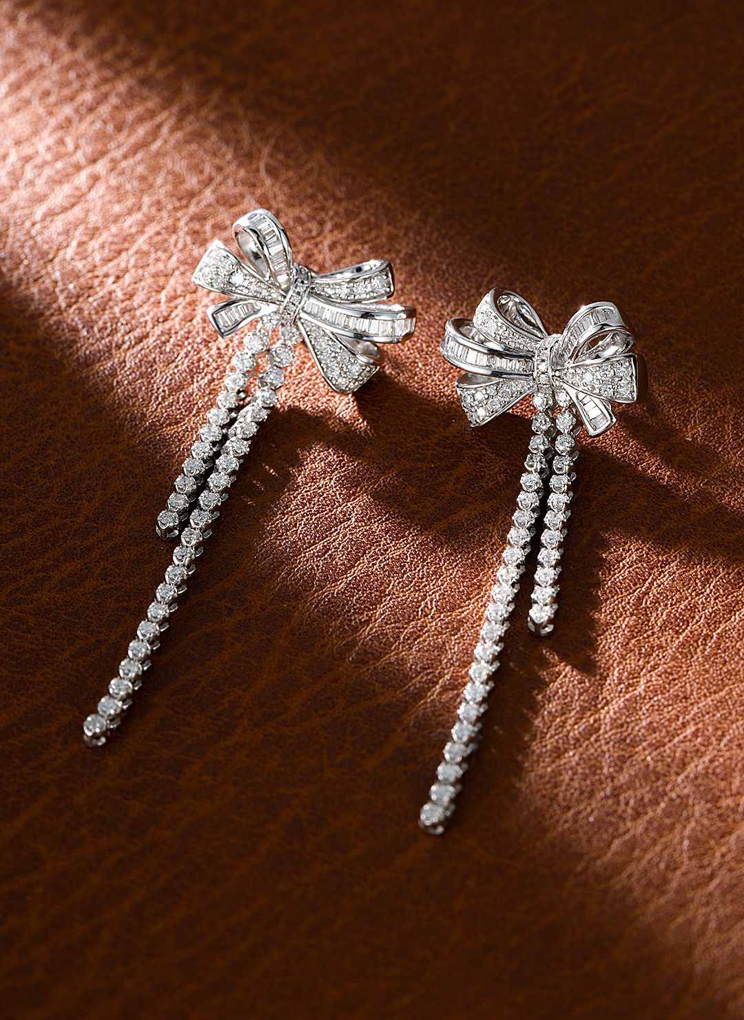 18K Diamond Bowknot Tassel Earrings - Luxury Jewelry Jeweler.Jewelry