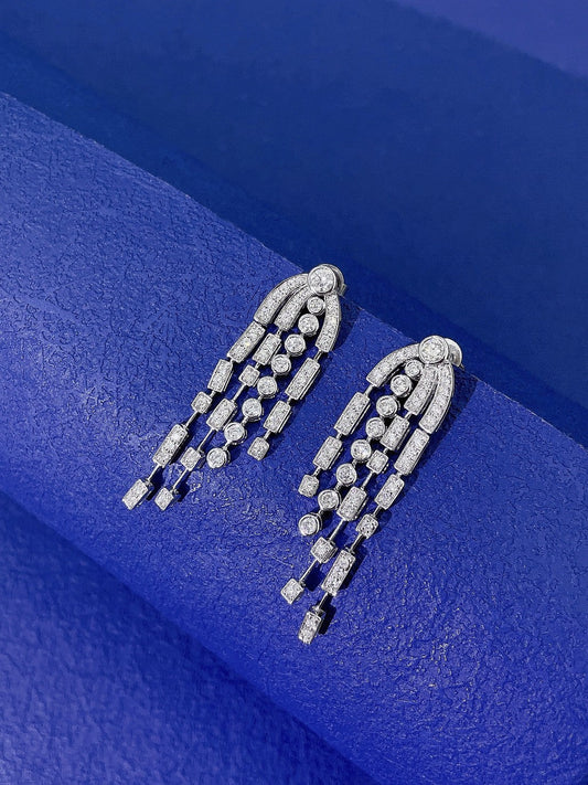 18K Diamond Bubble Tassel Earrings - Luxurious Jewelry Piece Jeweler.Jewelry