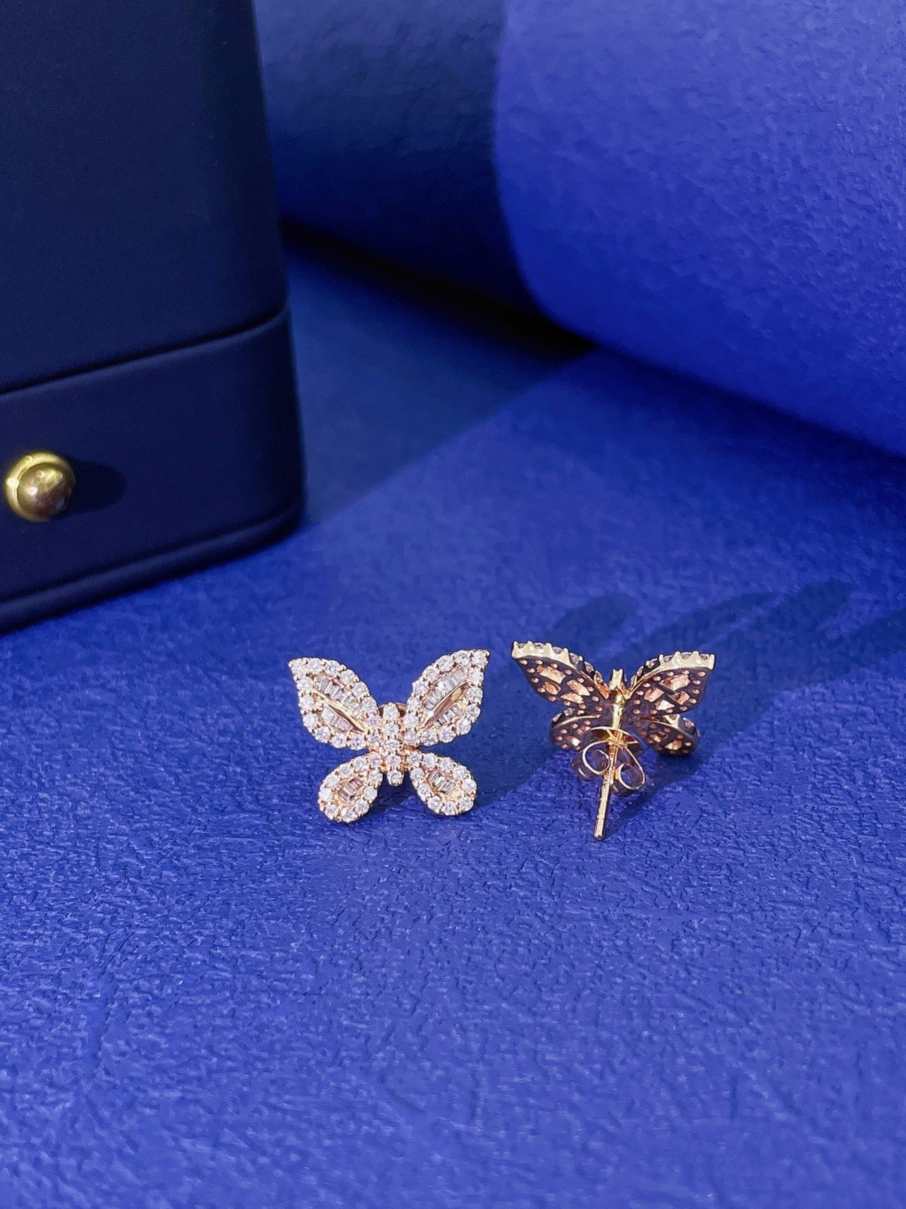 18K Diamond Butterfly Earrings - ED086 - Jeweler.Jewelry