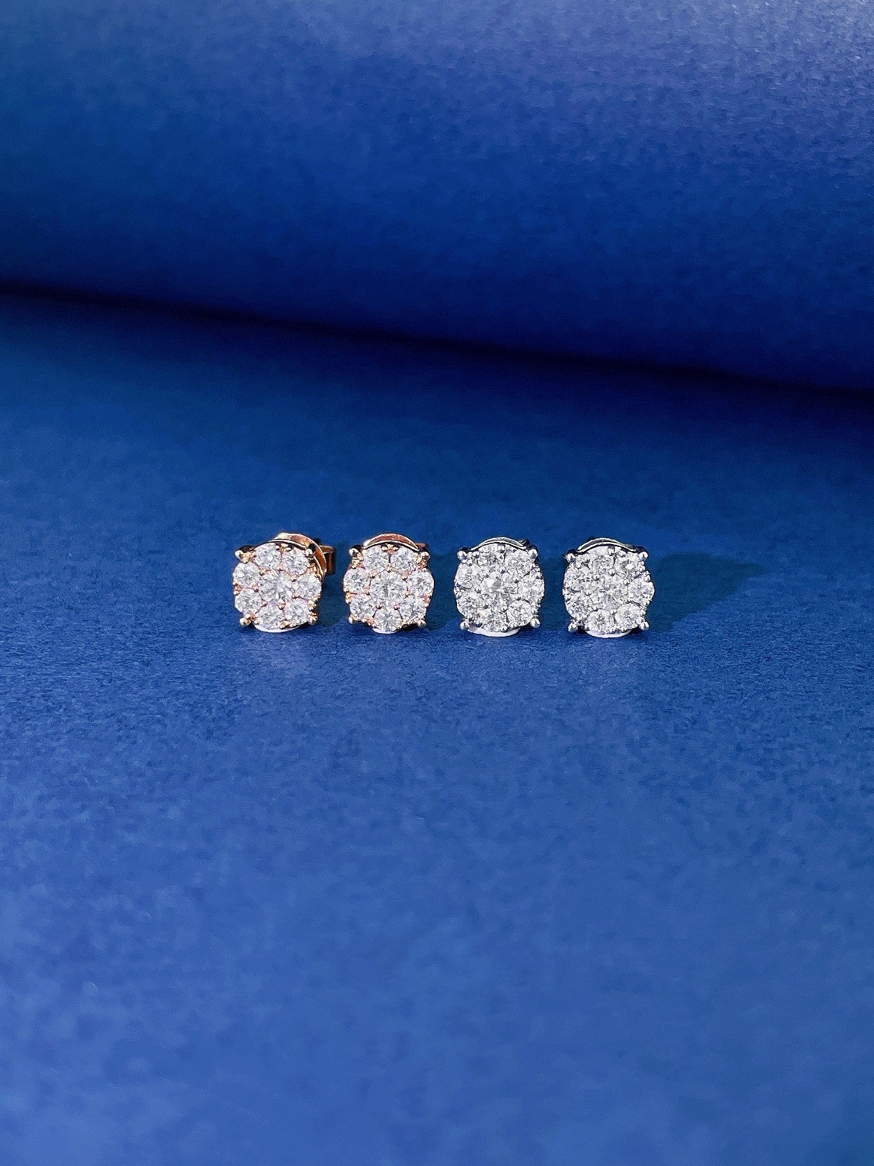 18K Diamond Cluster Earrings - ED002 - Jeweler.Jewelry