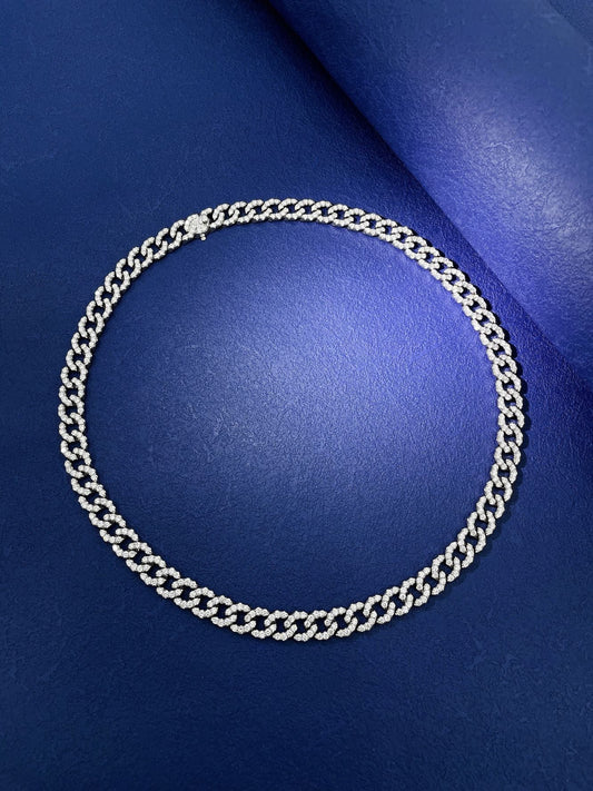 18K Diamond Cuban Link Chain - Luxurious Jewelry Piece - White Diamond Chain