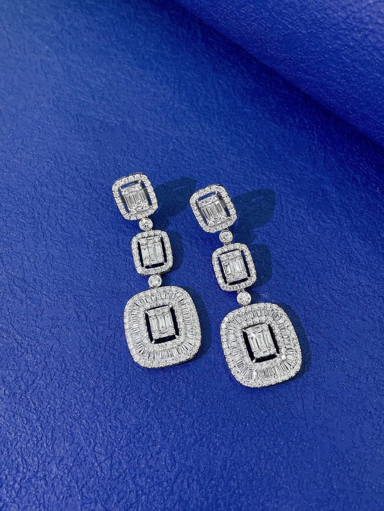 18K Diamond Cubic Sugarloaf Earrings - Luxury Jewelry Jeweler.Jewelry