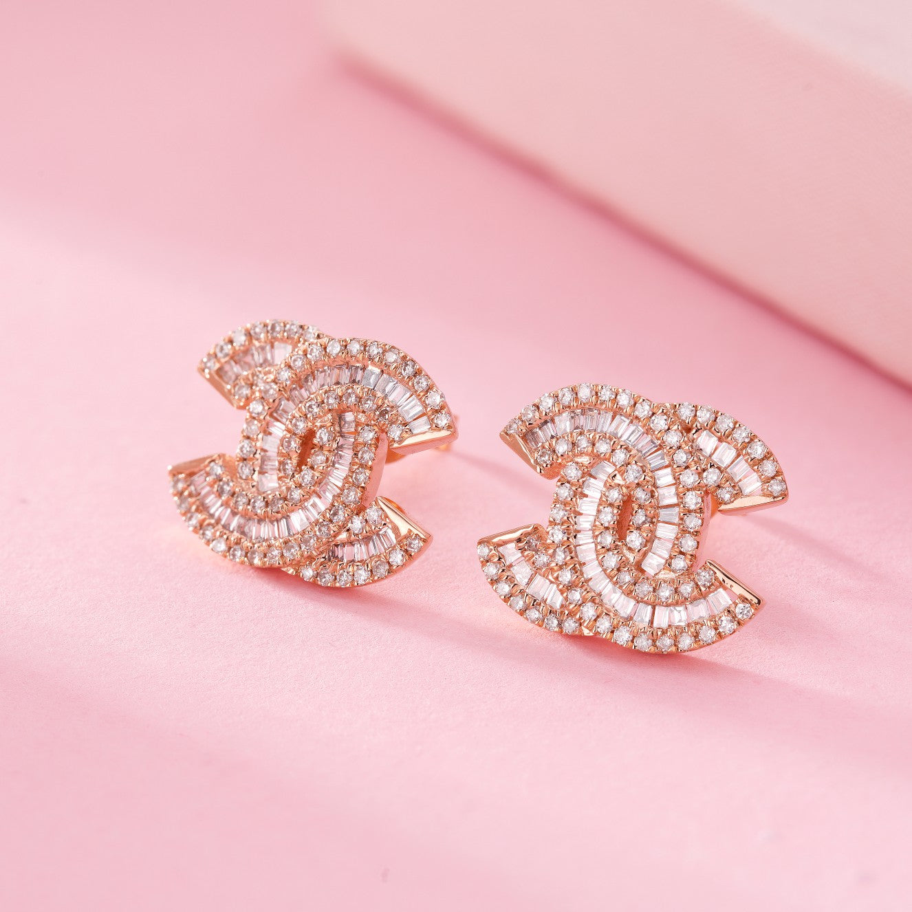 18K Diamond Double C Earrings - Luxurious Jewelry Piece - Jeweler.Jewelry