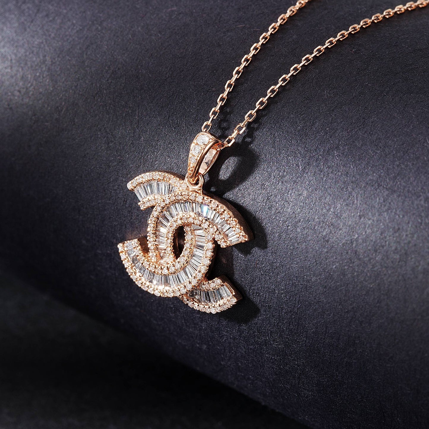 18K Diamond Double C Pendant Necklace - Luxurious Jewelry - White Diamond Necklace