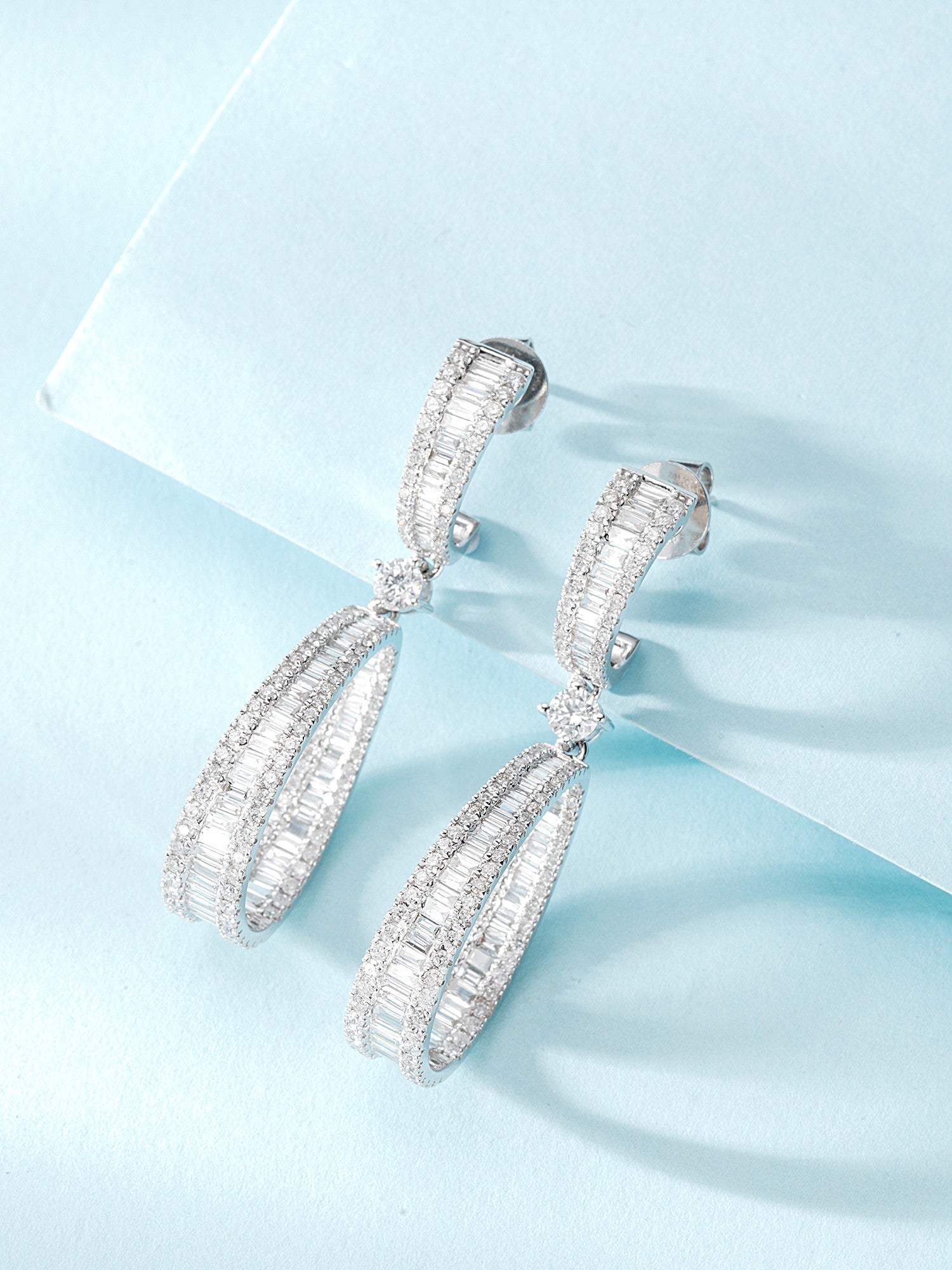 18K Diamond Double T Round Earrings - Luxurious Jewelry Piece Jeweler.Jewelry