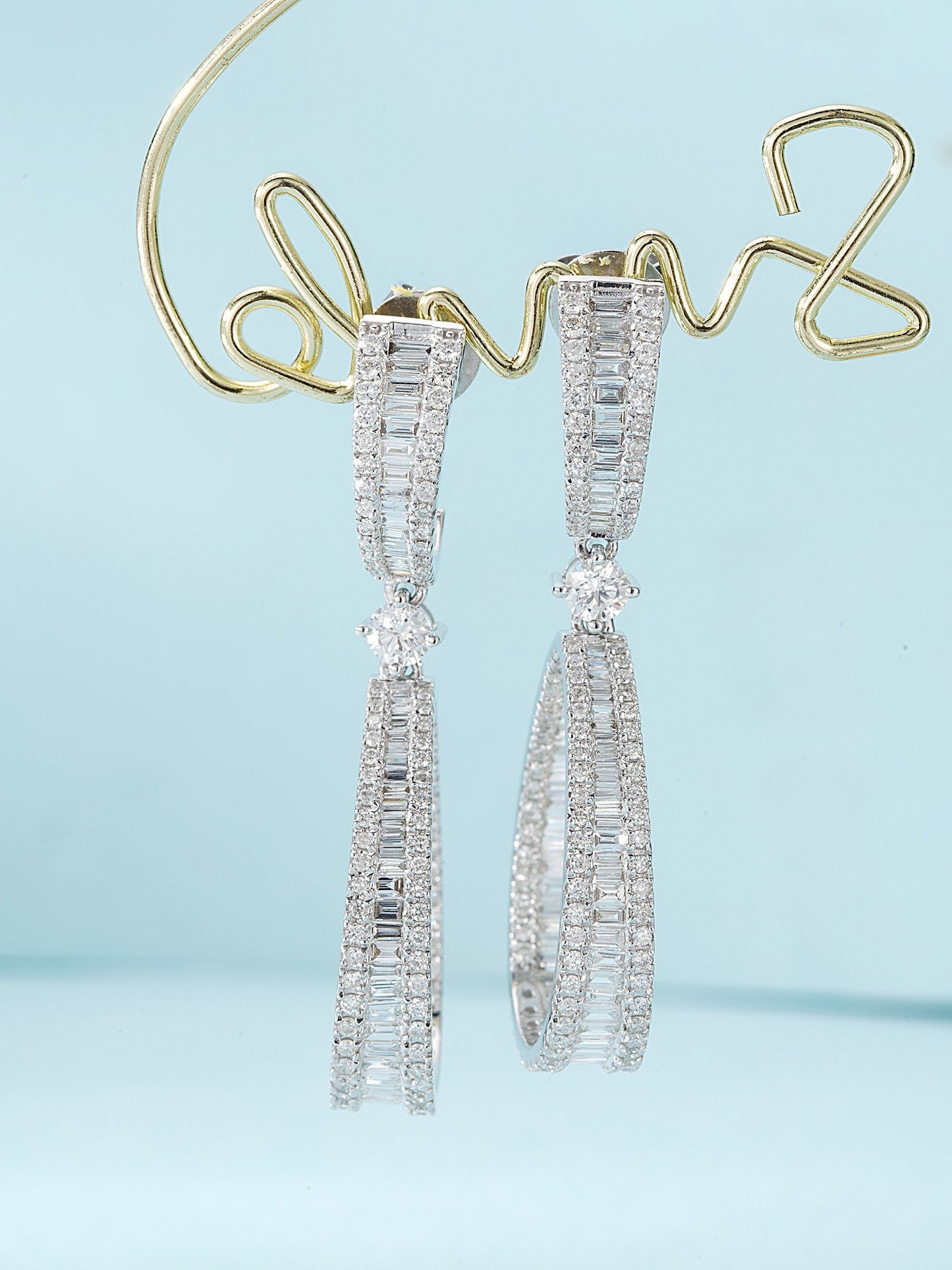 18K Diamond Double T Round Earrings - Luxurious Jewelry Piece Jeweler.Jewelry