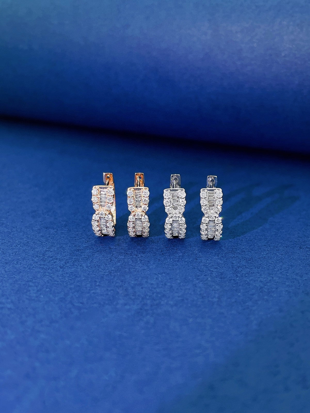 18K Diamond Double U Round Ladder Earrings - Elegant Jewelry Piece Jeweler.Jewelry