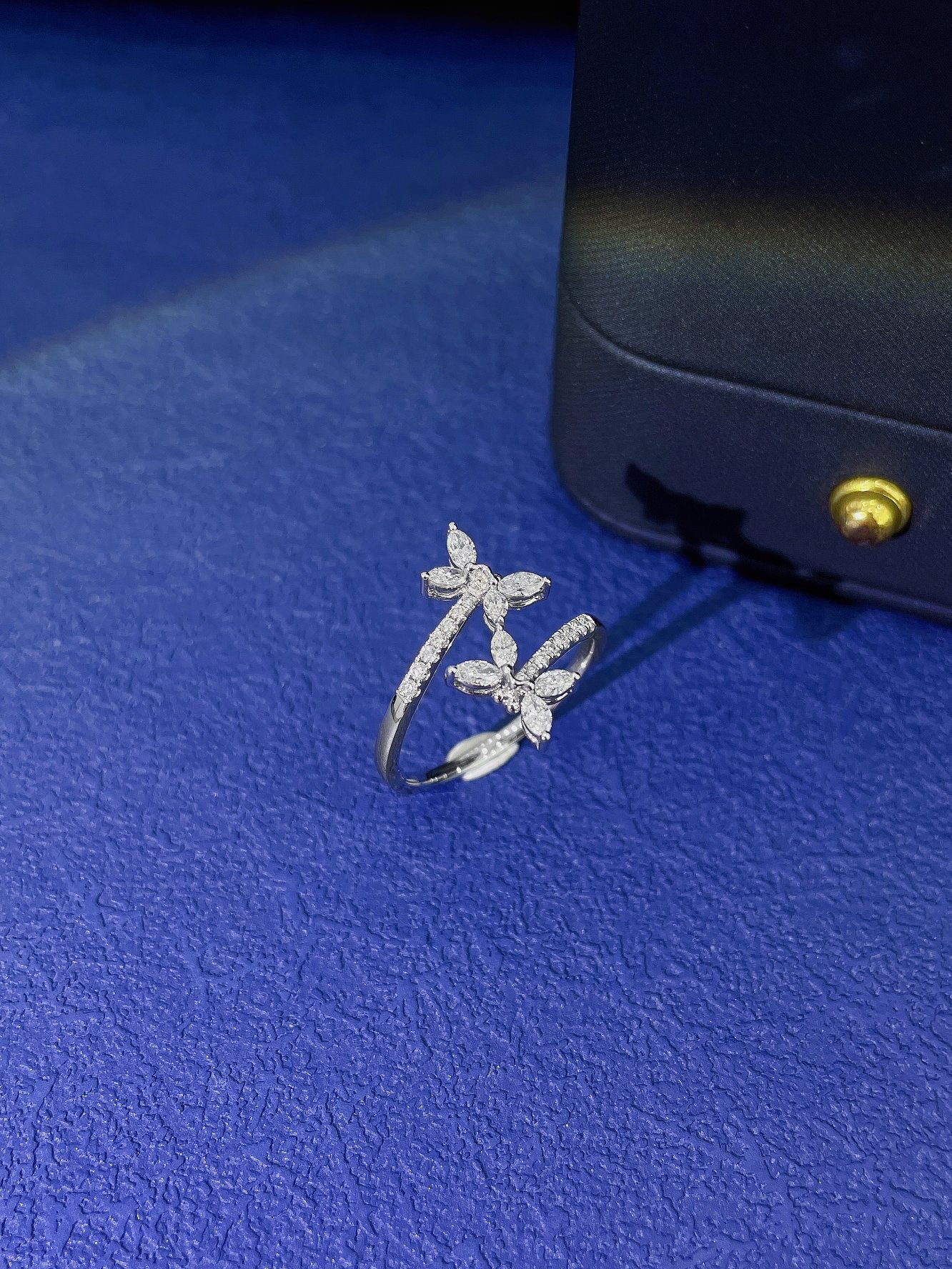 18K Diamond Dragonfly Ring - Unique Jewelry Piece - White Diamond Ring