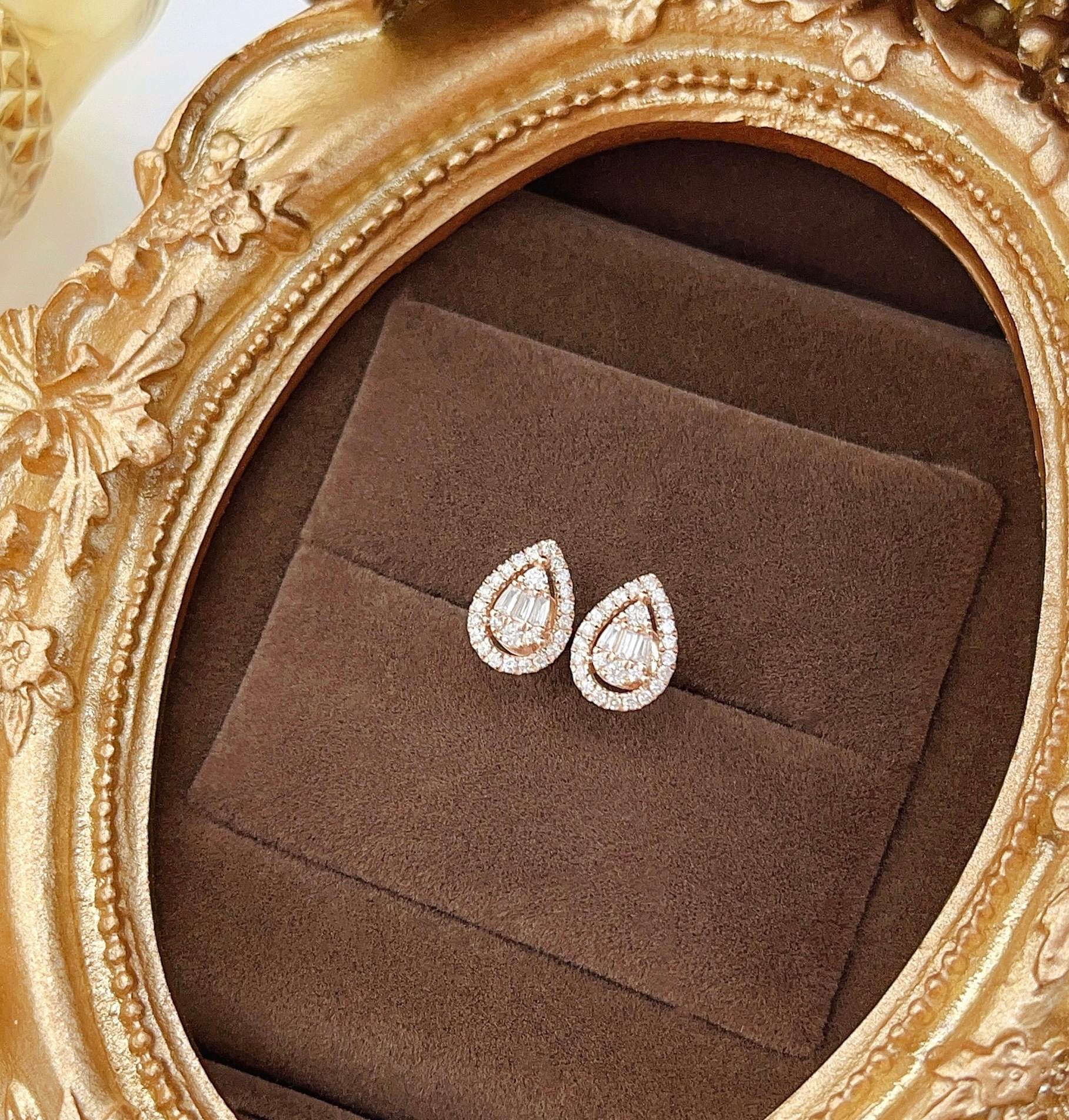 18K Diamond Drop Earrings – ED041 - Jeweler.Jewelry