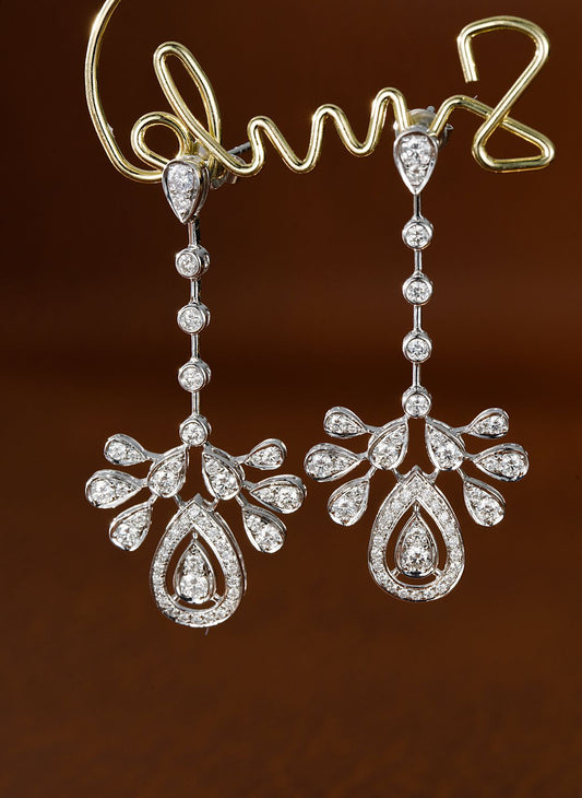 18K Diamond Drop-Shaped Peacock Earrings - Exquisite Jewelry Jeweler.Jewelry