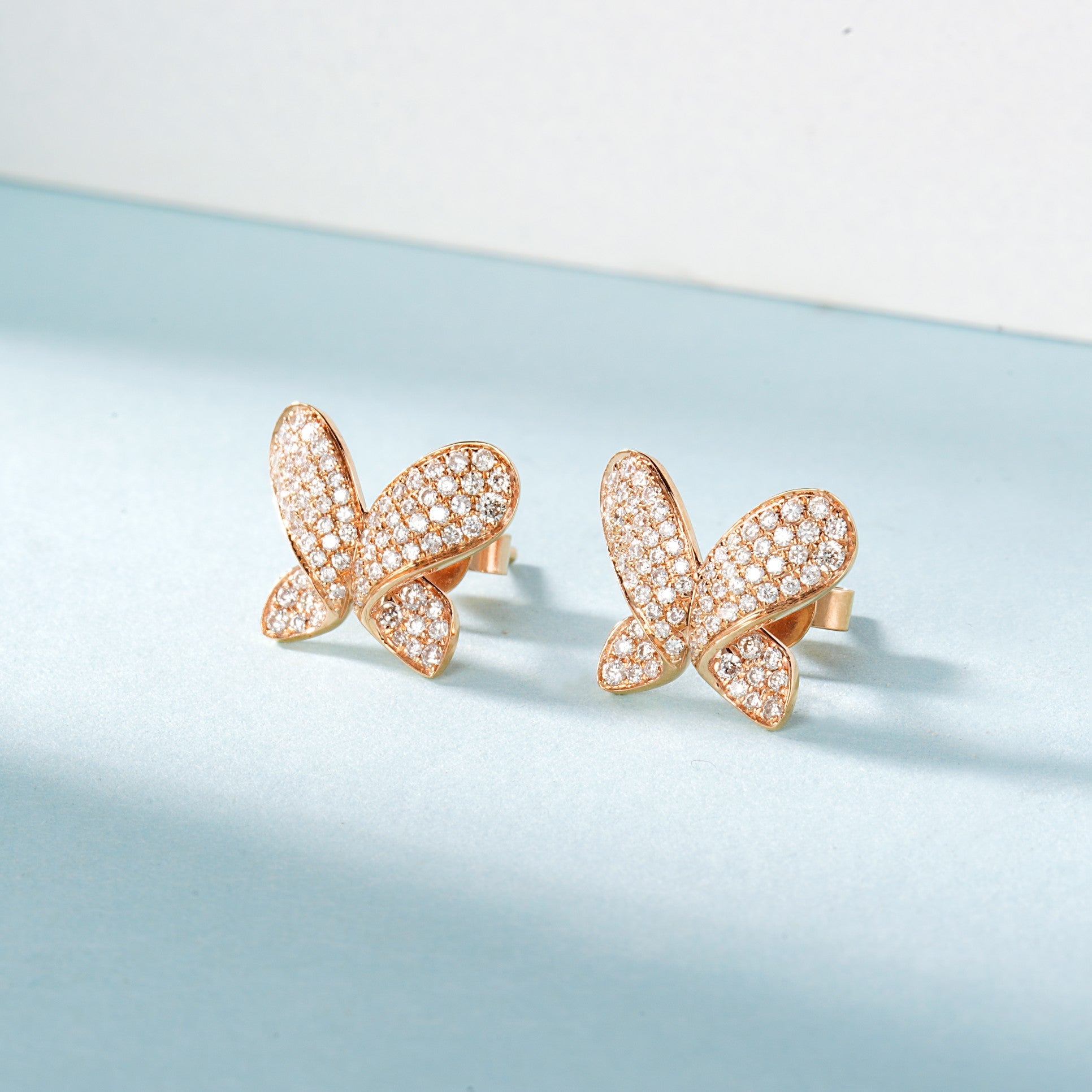 18K Diamond-Encrusted Butterfly Earrings - Jeweler.Jewelry