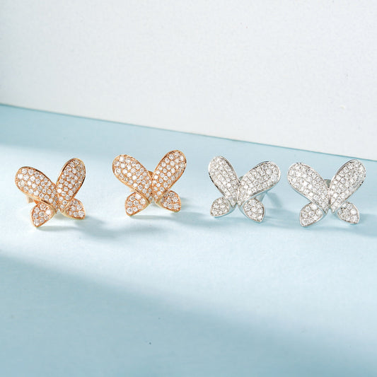 18K Diamond-Encrusted Butterfly Earrings - Jeweler.Jewelry