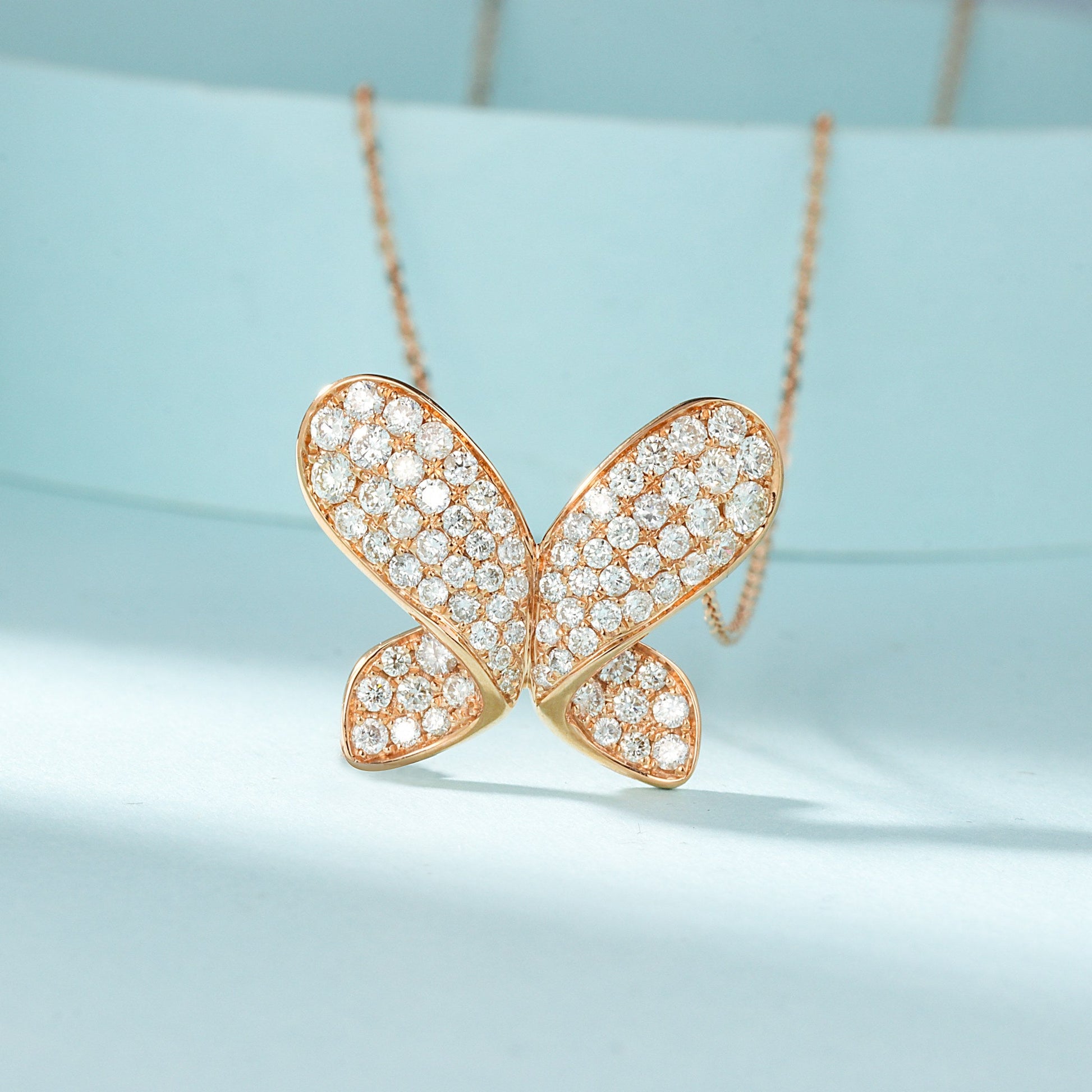 18k Diamond-Encrusted Butterfly Necklace - Luxury Jewelry - White Diamond Necklace