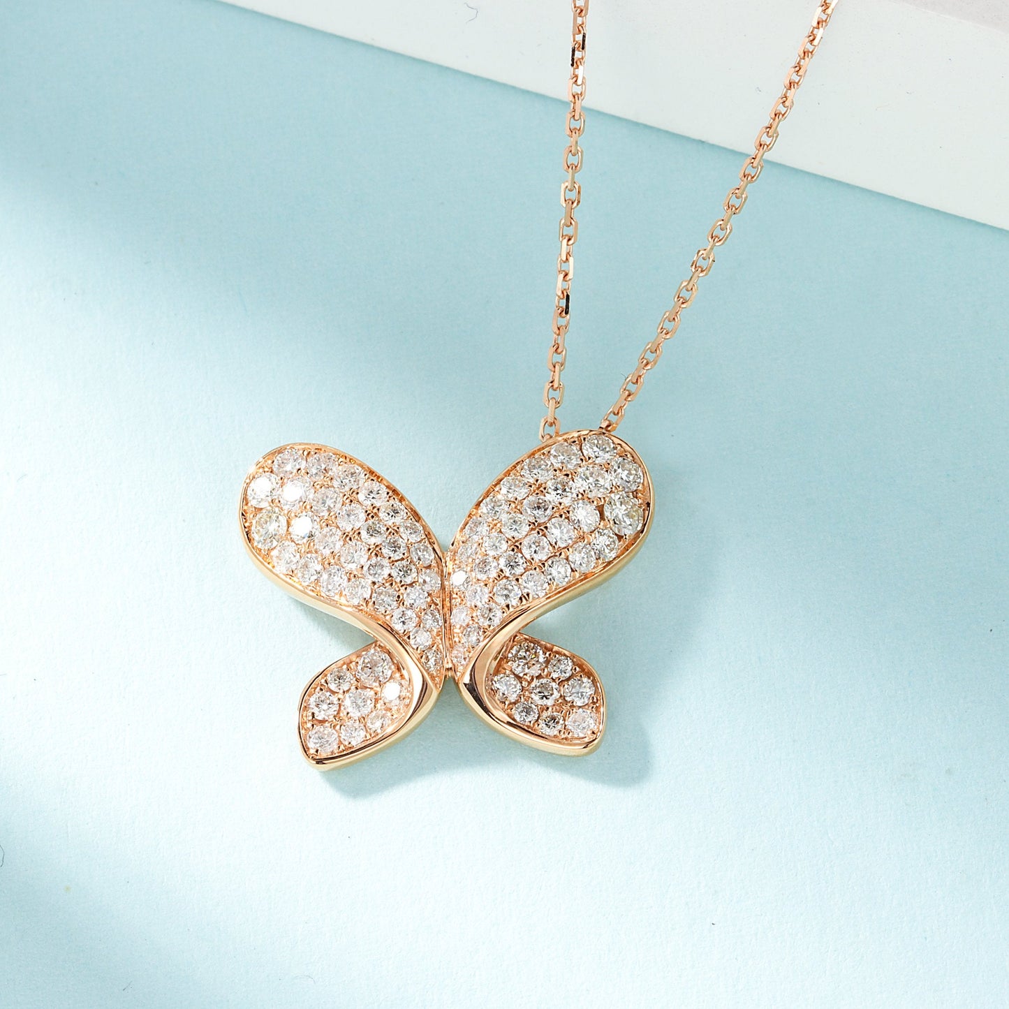 18k Diamond-Encrusted Butterfly Necklace - Luxury Jewelry - White Diamond Necklace