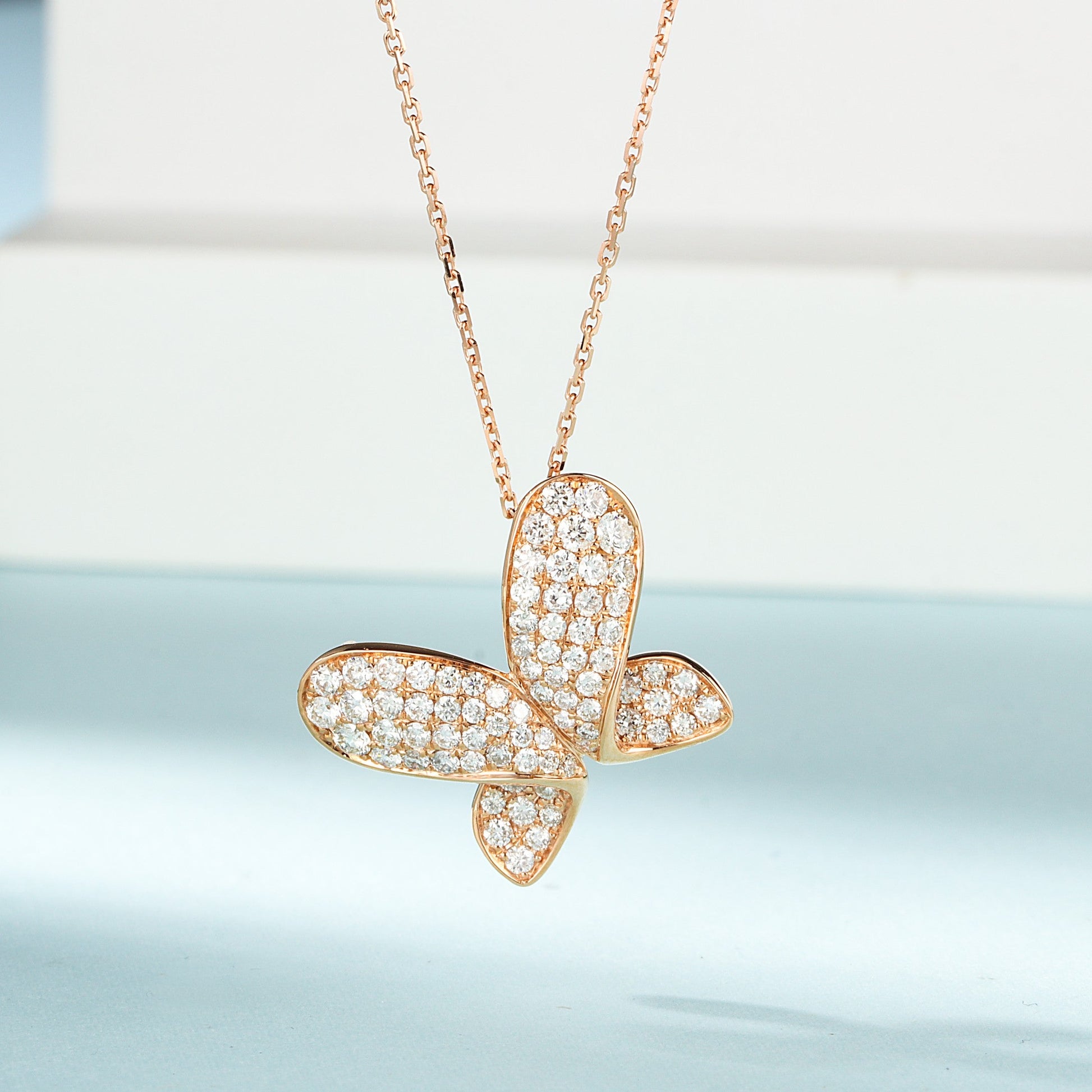 18k Diamond-Encrusted Butterfly Necklace - Luxury Jewelry - White Diamond Necklace