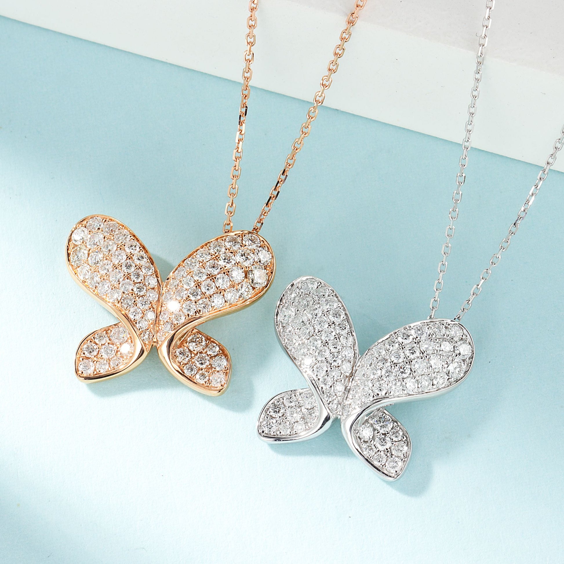 18k Diamond-Encrusted Butterfly Necklace - Luxury Jewelry - White Diamond Necklace