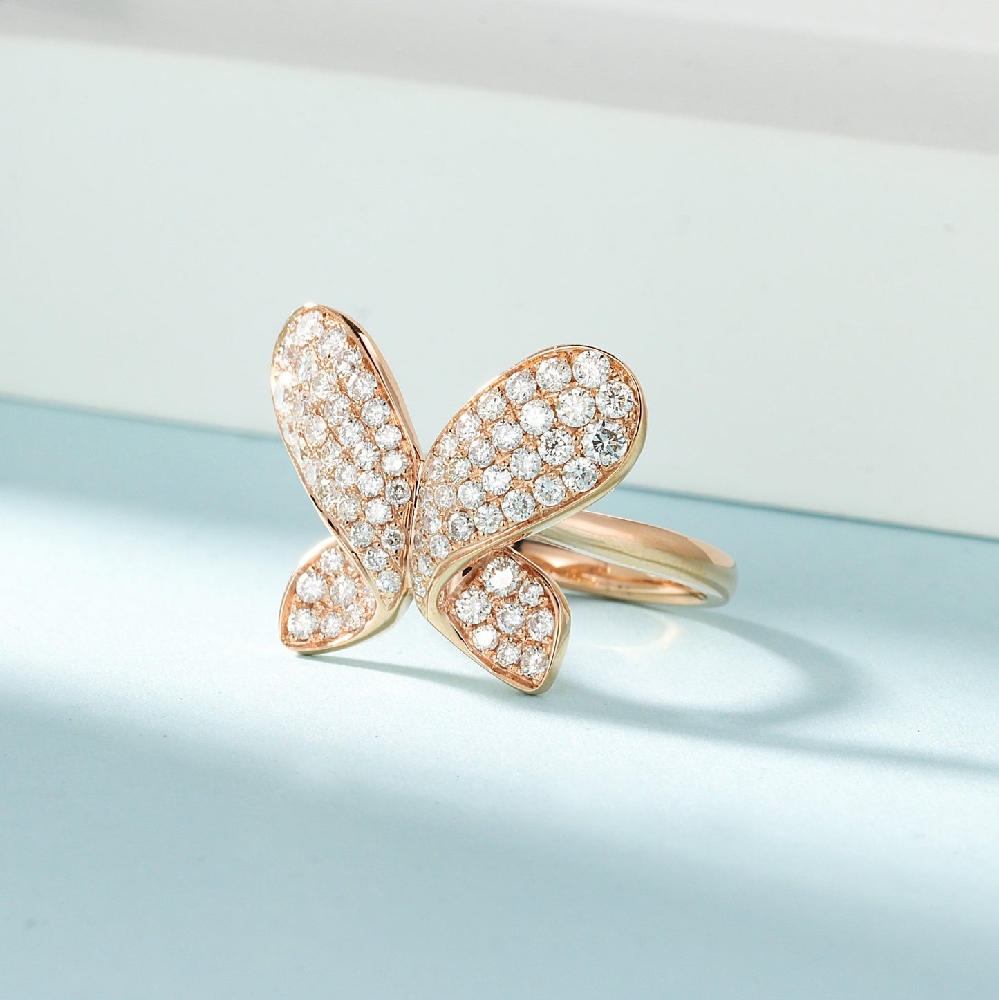 18K Diamond-Encrusted Butterfly Ring | Luxury Jewelry - White Diamond Ring