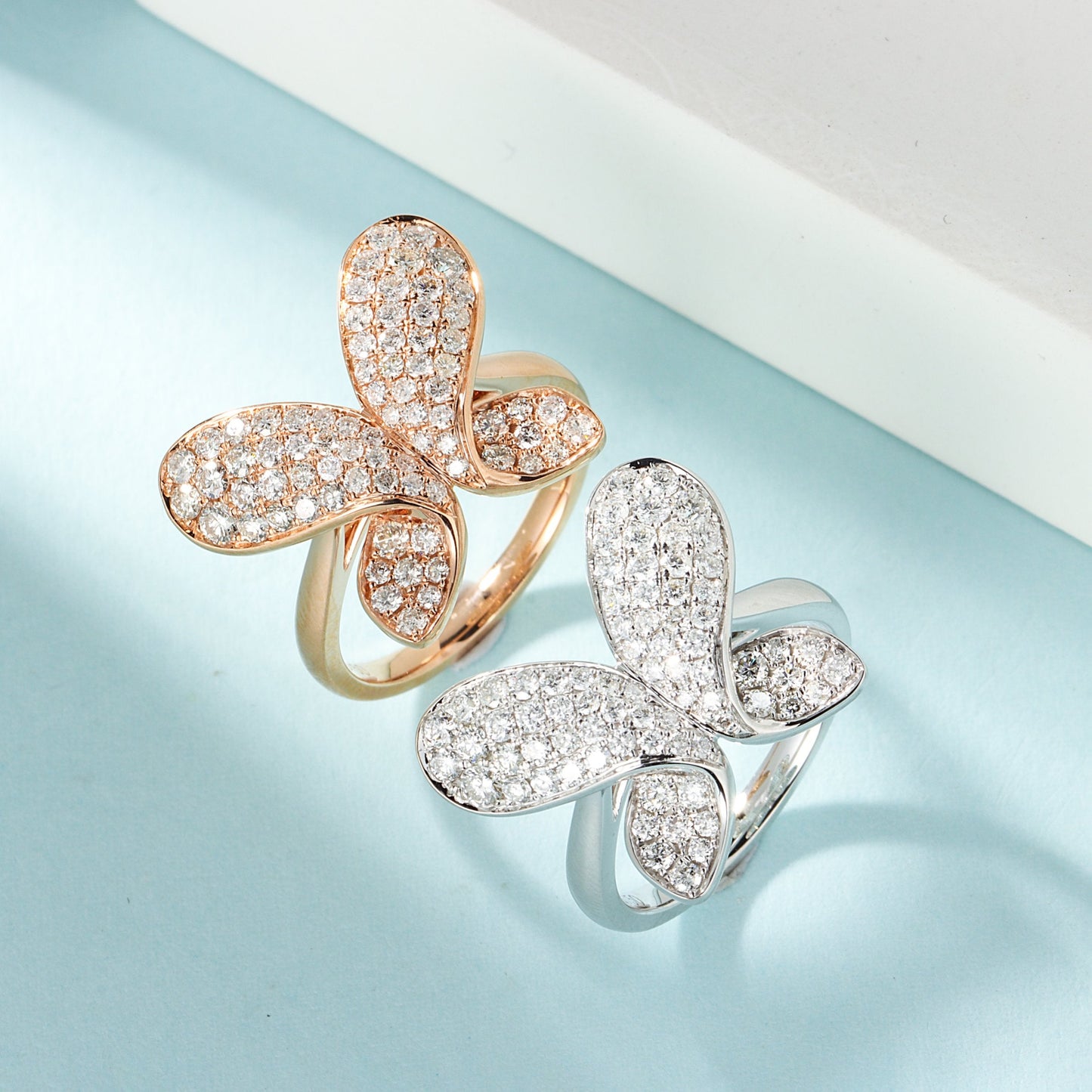 18K Diamond-Encrusted Butterfly Ring | Luxury Jewelry - White Diamond Ring