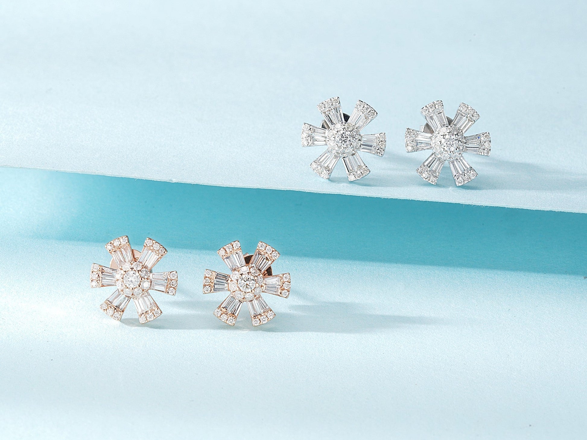 18K Diamond Flower Stud Earrings - Jeweler.Jewelry