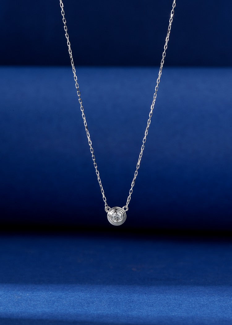 18K Diamond Flying Saucer Pendant Necklace - Luxury Jewelry Collection - White Diamond Necklace