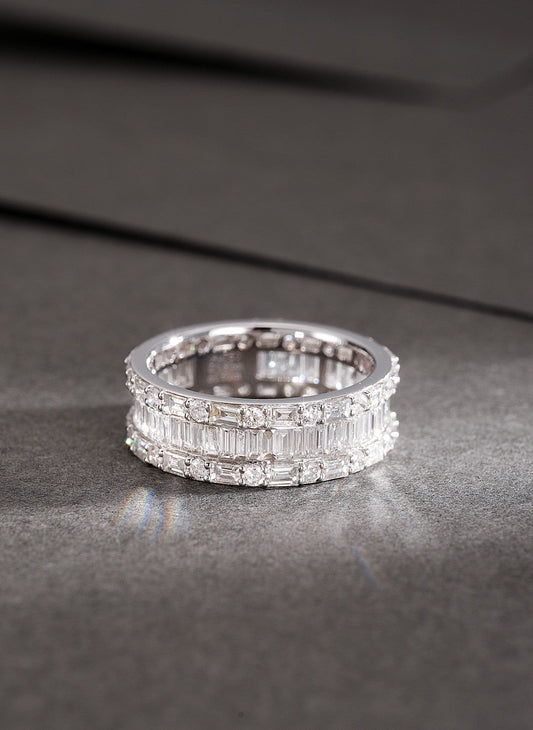 18K Diamond Full Eternity Ring - Luxurious Jewelry Piece - White Diamond Ring