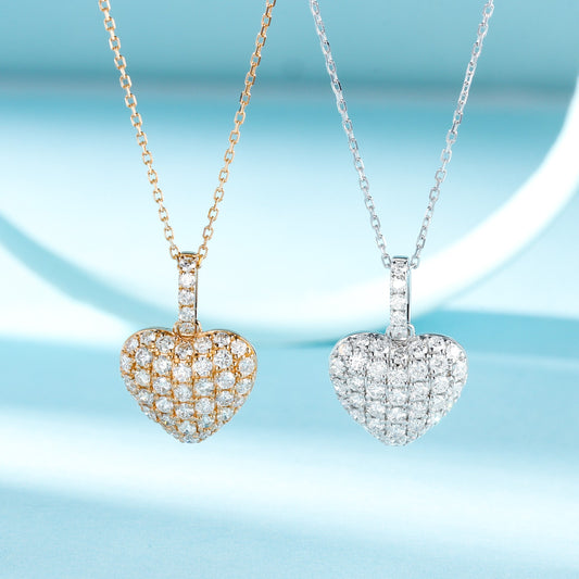 18K Diamond Heart Pendant Necklace - Luxurious Jewelry Piece - White Diamond Necklace