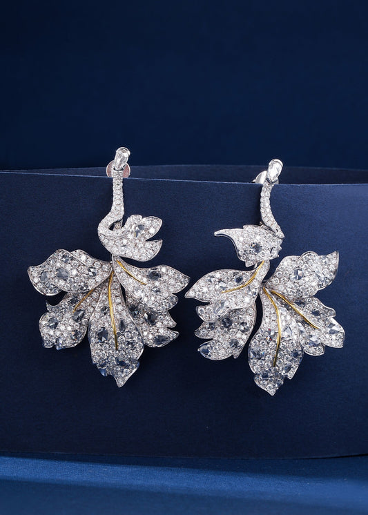 18K Diamond Maple Leaf Earrings - Luxurious Jewelry Piece Jeweler.Jewelry