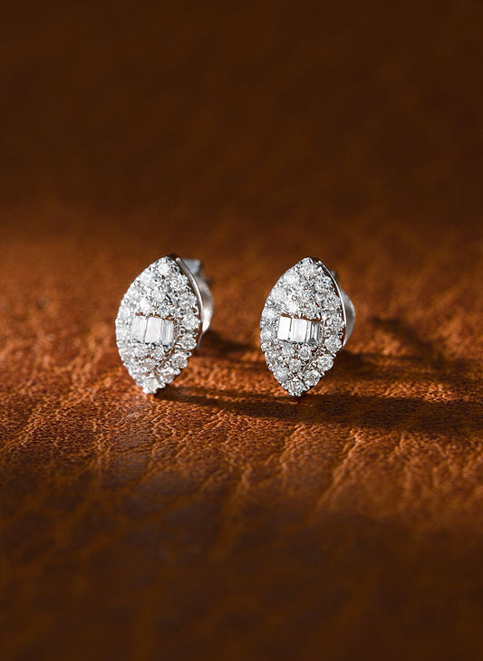 18K Diamond Marquise & Baguette Earrings - ED042 - Jeweler.Jewelry